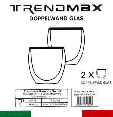ZELLERFELD Gläser-Set 2er Set Teegläser Thermoglas Kaffeegläser Doppelwand 250ml ideal für Tee, Kaffee, Kakao, Cappucino