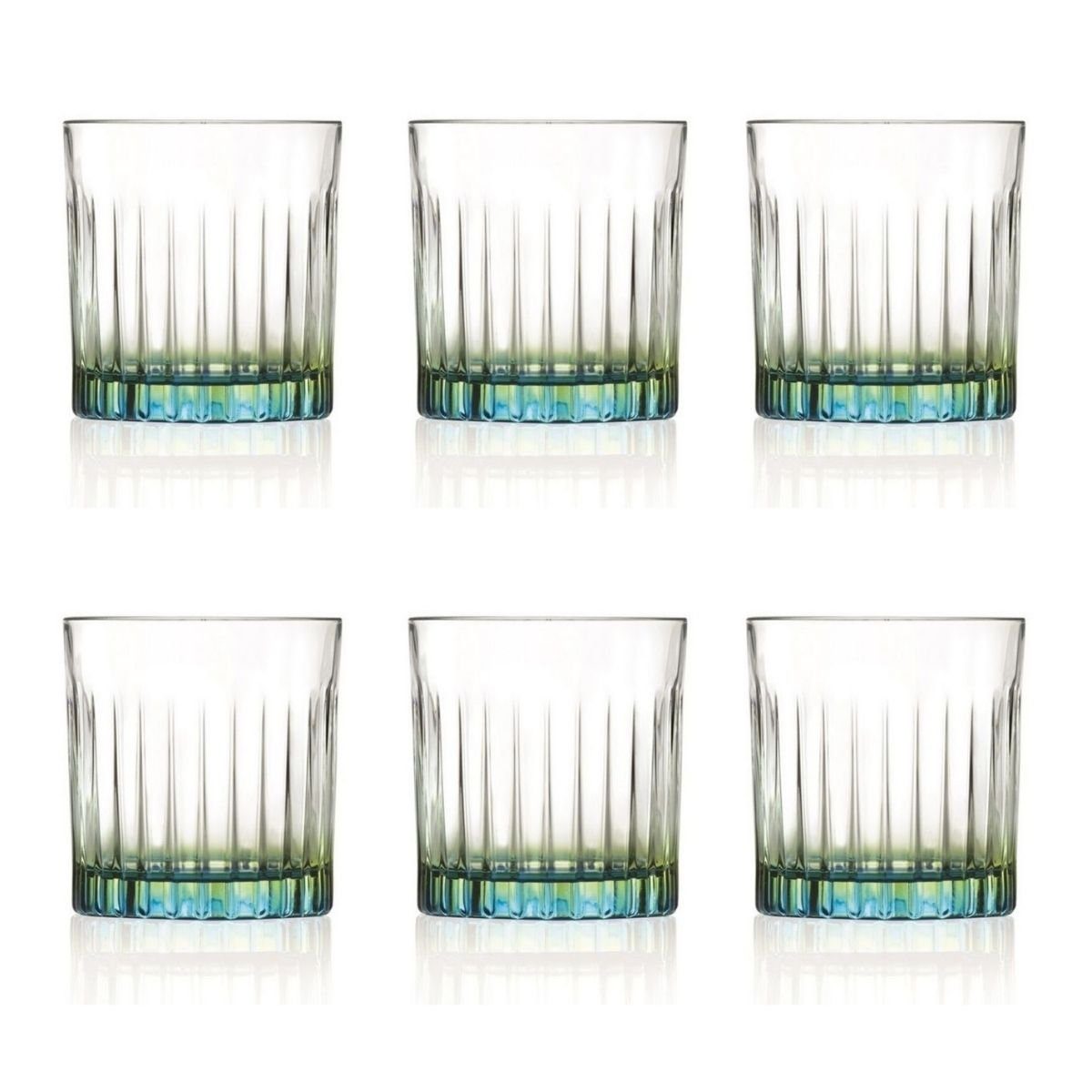 RCR Tumbler-Glas Trinkglas, Wasserglas, Tumbler mit farbigem Boden, 6er Set, Gipsy, 360 ml, 9 x 8,5 cm, Farbiger Boden