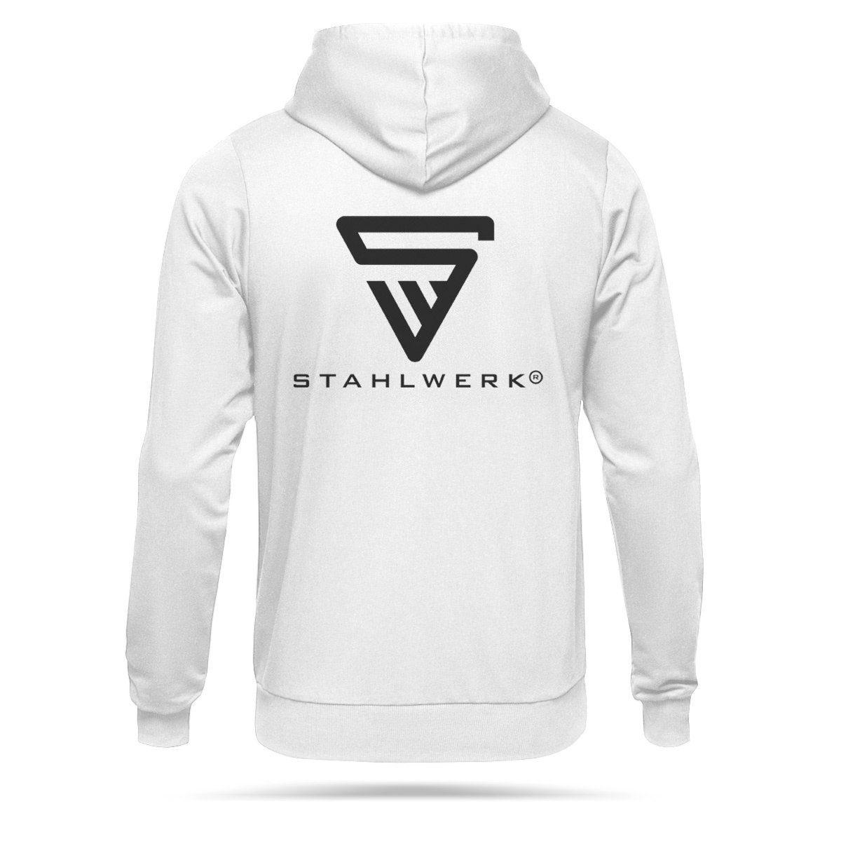 Hoodie (Packung, Kapuzensweatjacke Sweatjacke Kapuzenpullover mit / M Reißverschluss Weiß Größe mit STAHLWERK / 1-tlg) in Kapuzenpulli / Logoprint,