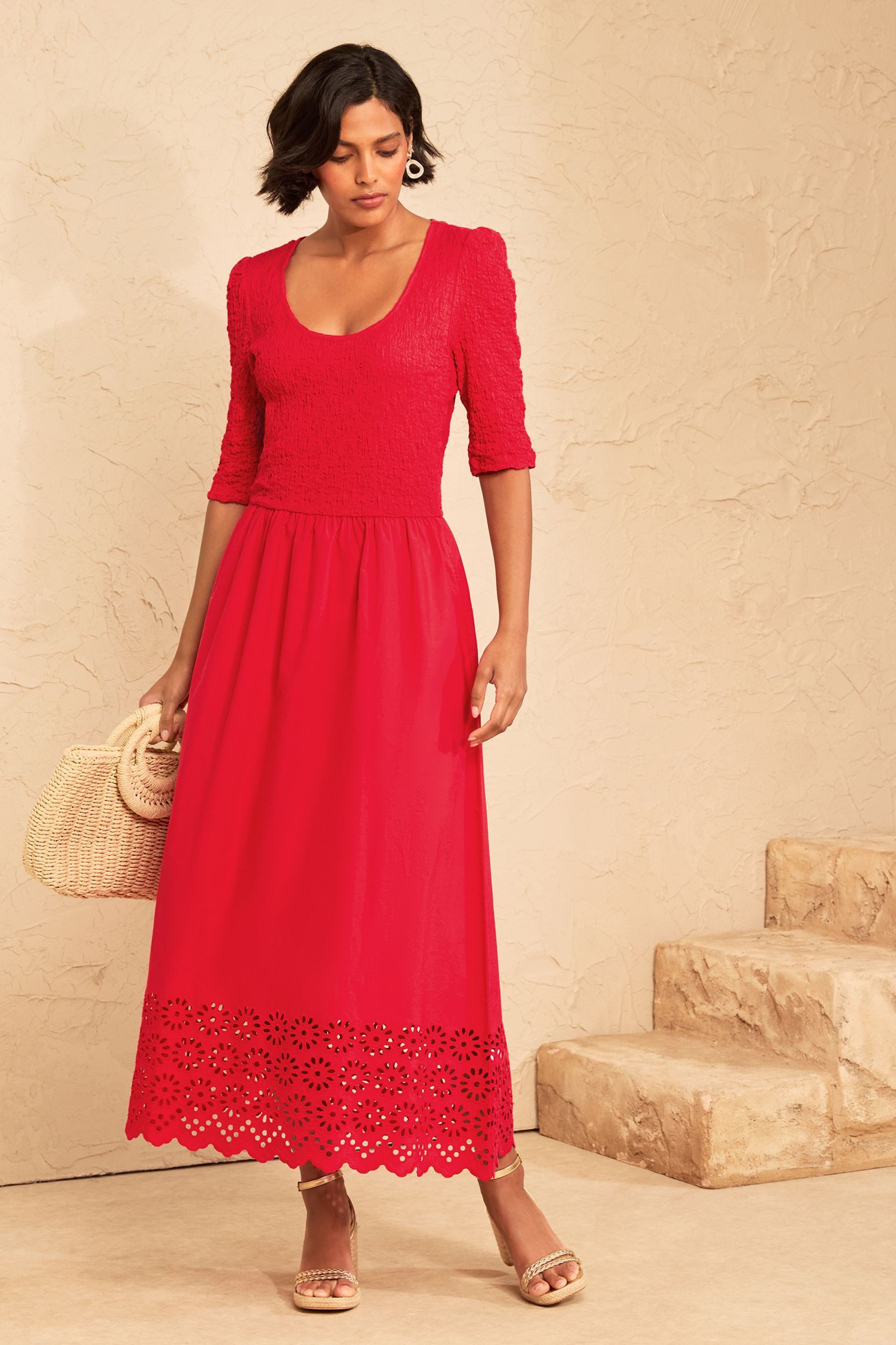 Love & Roses Midikleid Love & Roses 2-in-1-Midikleid mit Struktur (1-tlg)