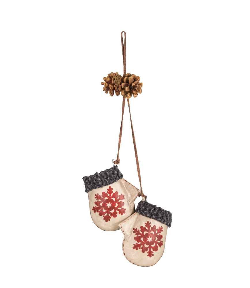 AnticLine Tasse 2er Set Antic Line Handschuhe + Tannenzapfen SEB16885 Beige, Holz