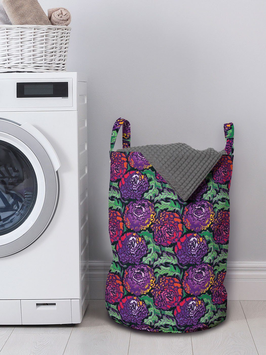 Wäschesäckchen Kordelzugverschluss für Wäschekorb Griffen Waschsalons, Abakuhaus Päonienblüten mit Vibrant Blume