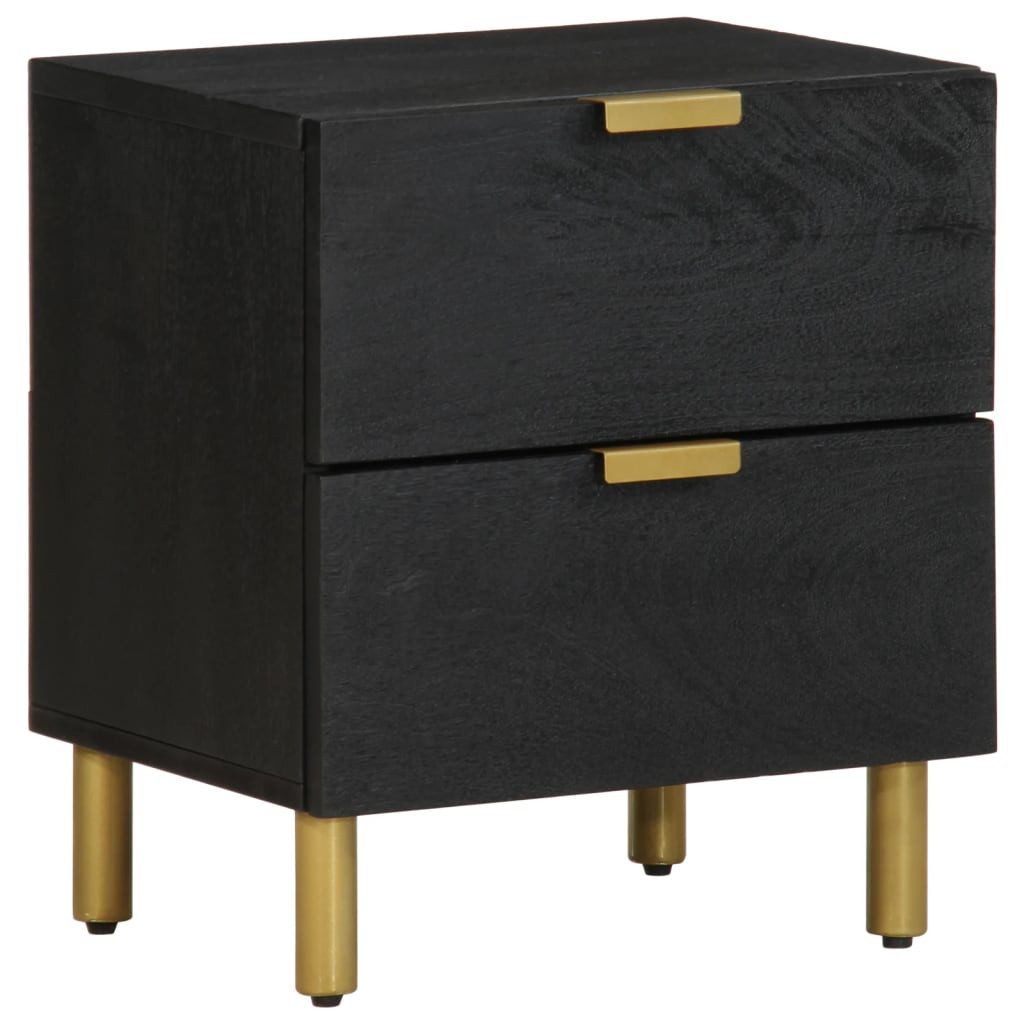 Nachttisch Nachttisch Schwarz 40x33x46 cm Massivholz