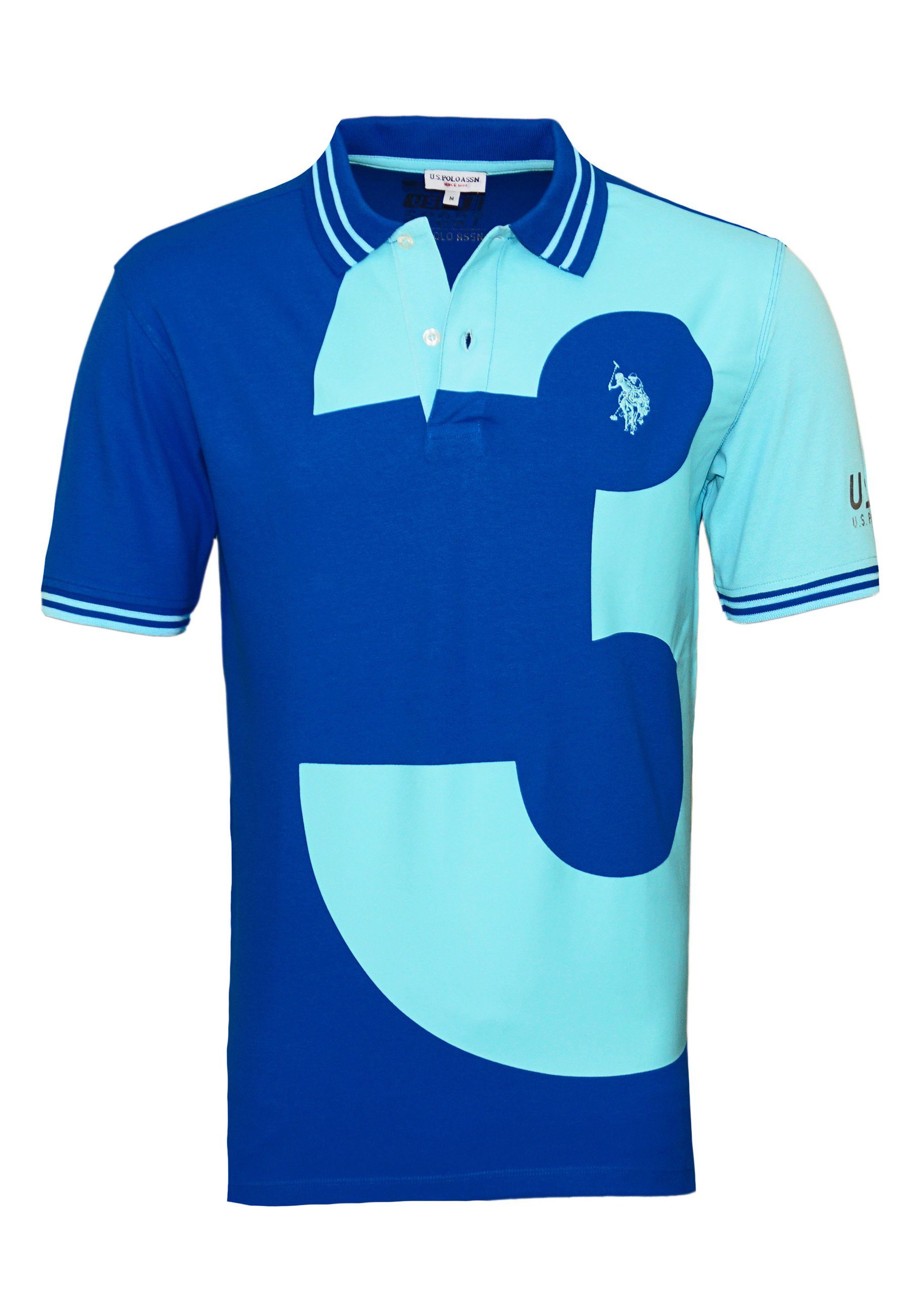 Polohemd blau Shirt Poloshirt U.S. (1-tlg) Poloshirt Assn No.3 Polo