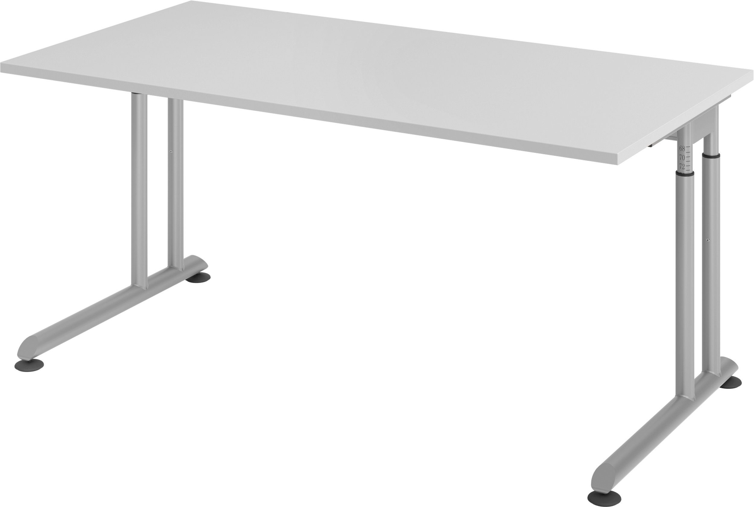 bümö Schreibtisch Schreibtisch Serie-Z, Rechteck: 160 x 80 cm - Dekor: Grau - Gestell: Silber