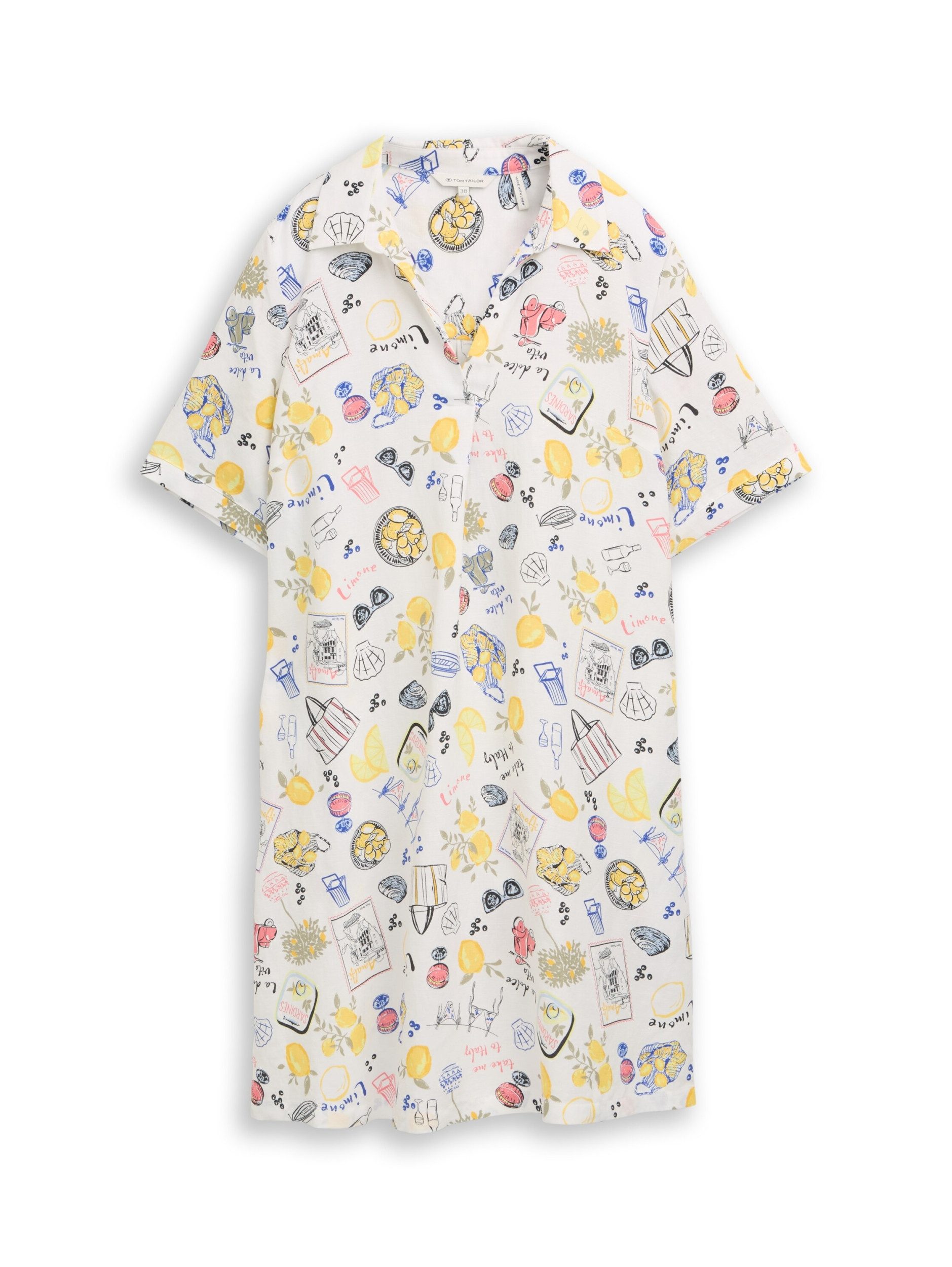TOM TAILOR Midikleid dress linen with polo collar