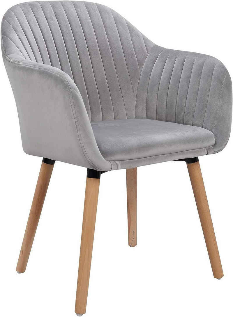 Woltu Esszimmerstuhl (1 St), Design Stuhl mit Armlehne Samt Massivholz Beine