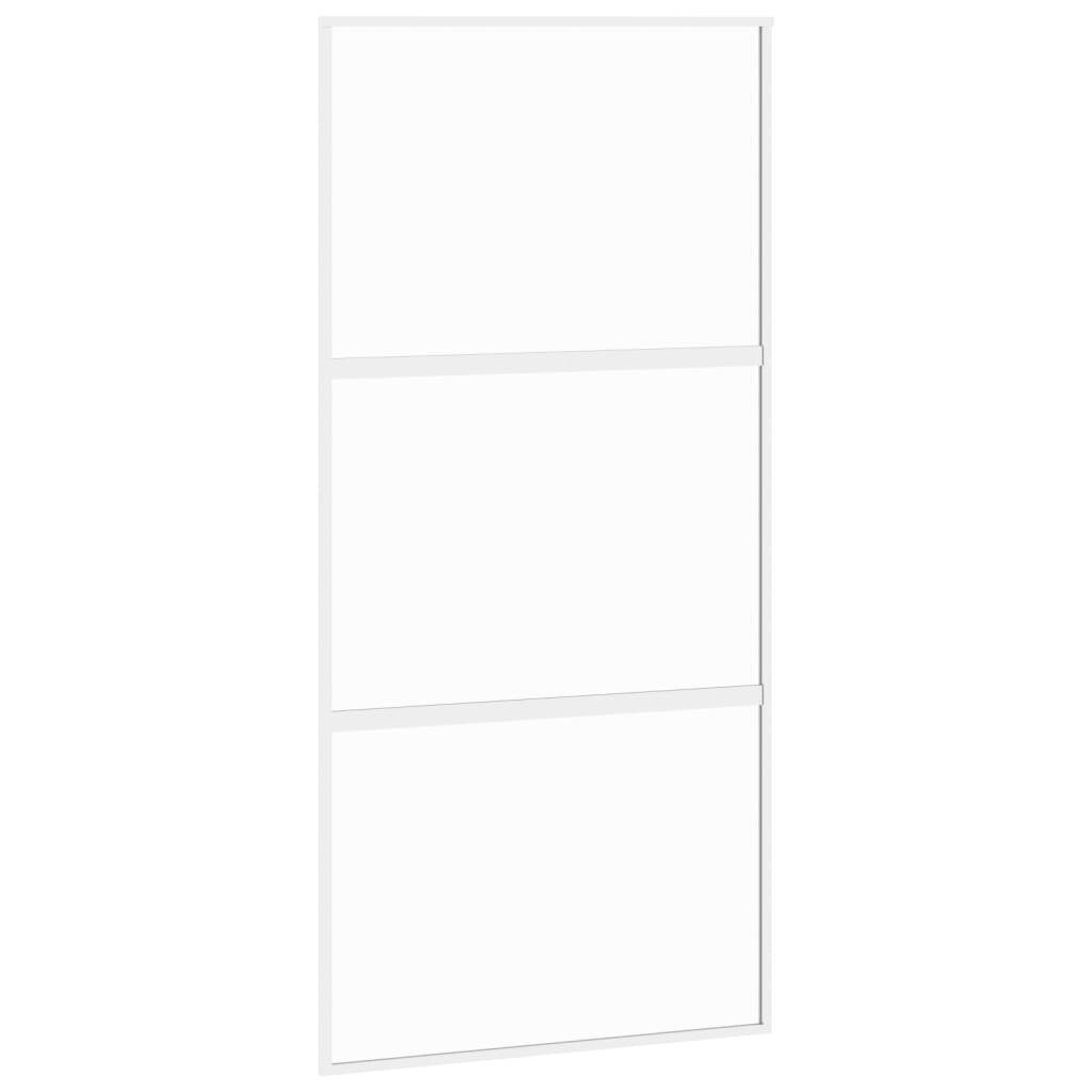 vidaXL Zimmertür 1025 x 205 cm Schiebetür Zimmertür Glas Weiß 102,5x205 cm Hartglas und