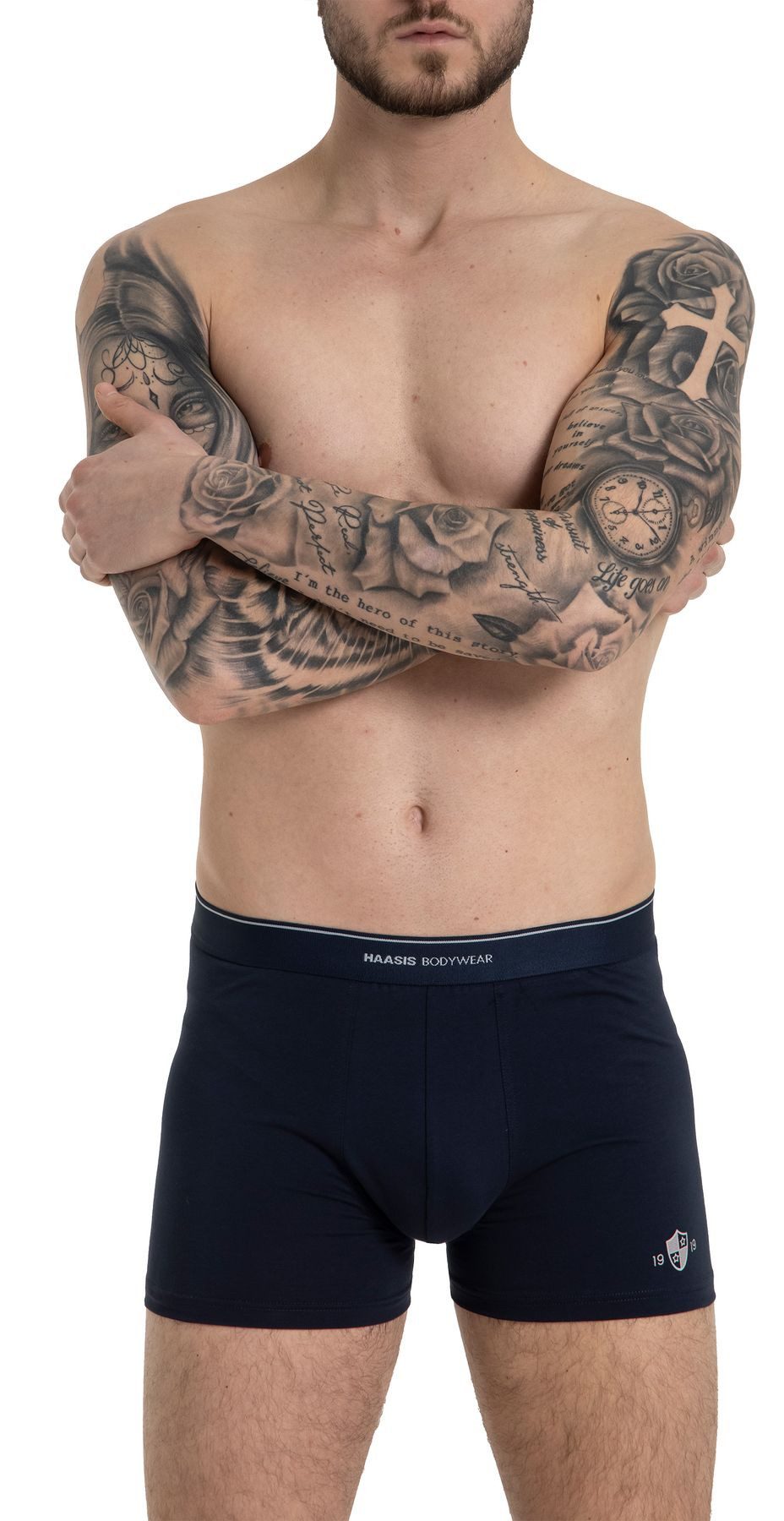 HAASIS Bodywear 1919 Retro Pants Herren Pants 77253413-nightblue (Packung, 2-St., 2er Pack) Pants, mit Logo-Druck, ohne Eingriff