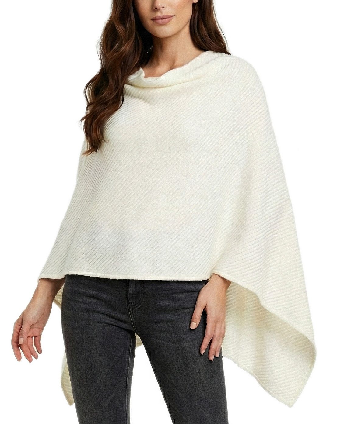 dy_mode Strickponcho Damen Poncho in Unifarben Leichtes Strickponcho Umhang günstig online kaufen