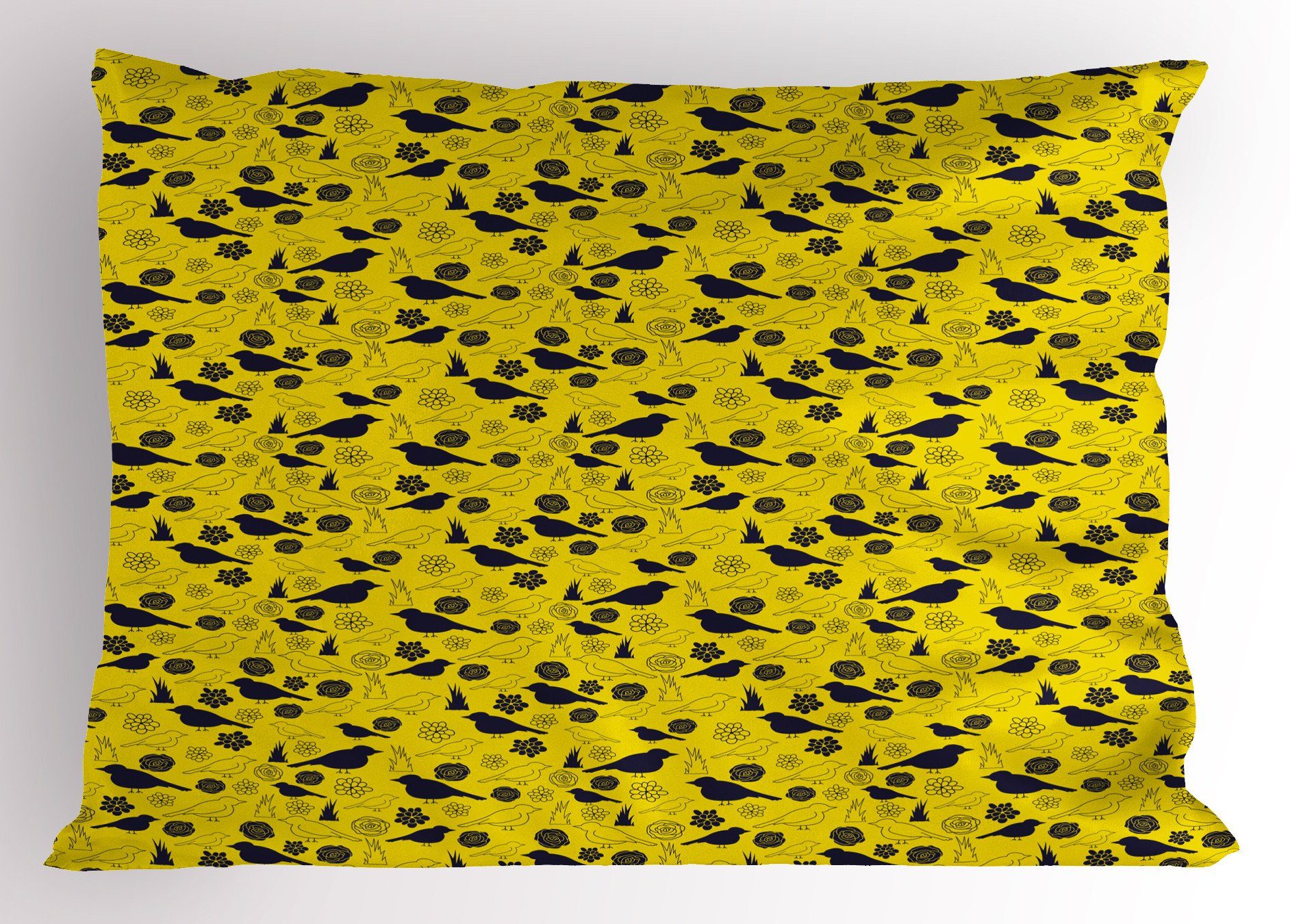 Kissenbezüge Dekorativer Standard King Size Gedruckter Kissenbezug, Abakuhaus (1 Stück), Gelber Vogel Vogel- und Blütenblätter