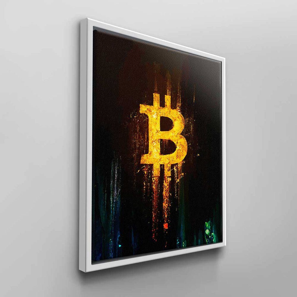 Wandbild Bitcoin & von weißer für Rahmen CANVAS Crypto DOTCOMCANVAS® Leinwandbild, DOTCOM Fans