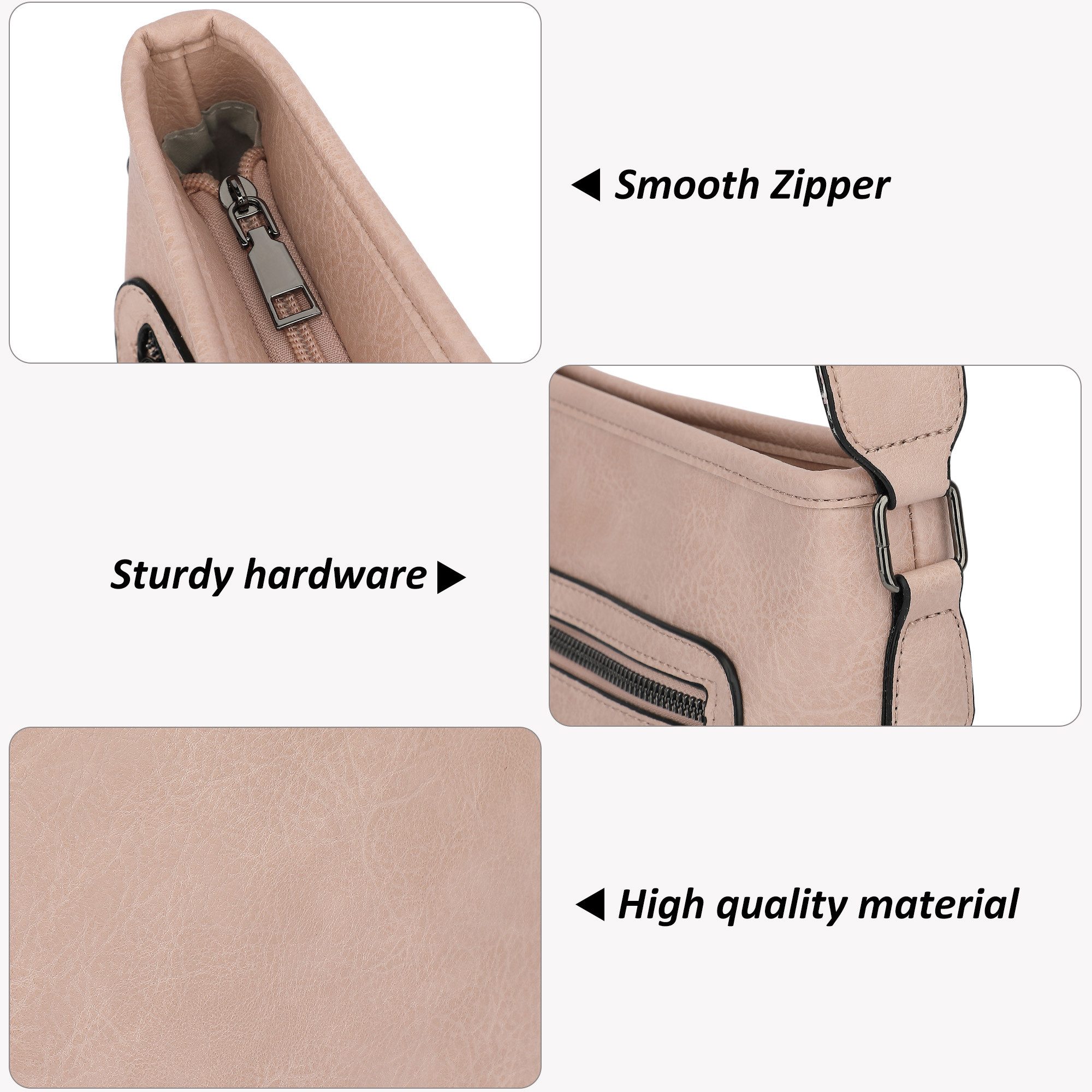 TAN.TOMI Umhängetasche Schultertasche für Damen Modische Henkeltasche Crossbody Bag, Multi-Taschen-Design, verstellbare Schultergurte, Gesäßtasche