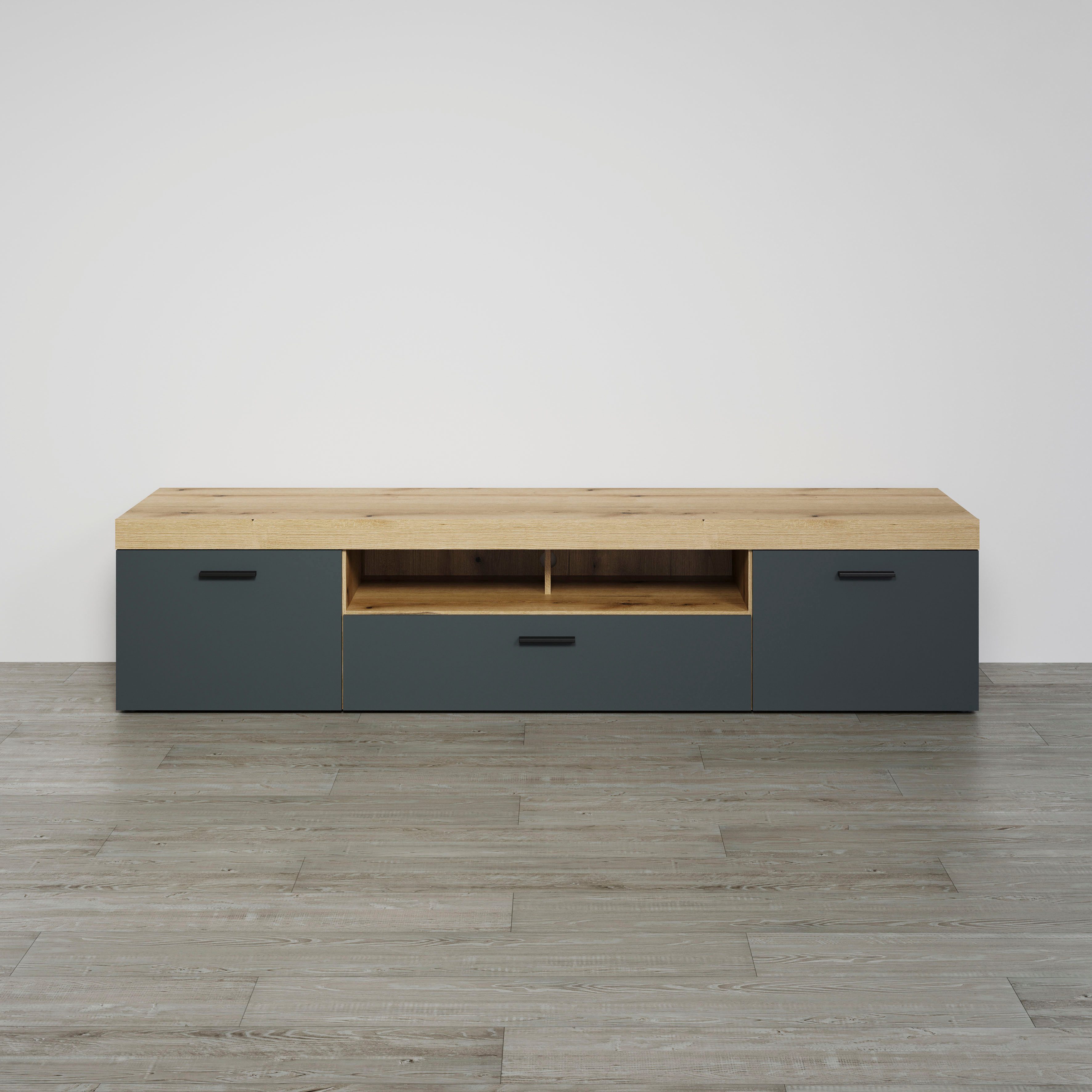 Home affaire Lowboard Tyler TV-Kommode (Packung, 1 St), TV-Lowboard, Hirnholzapplikationen, Breite 230 cm