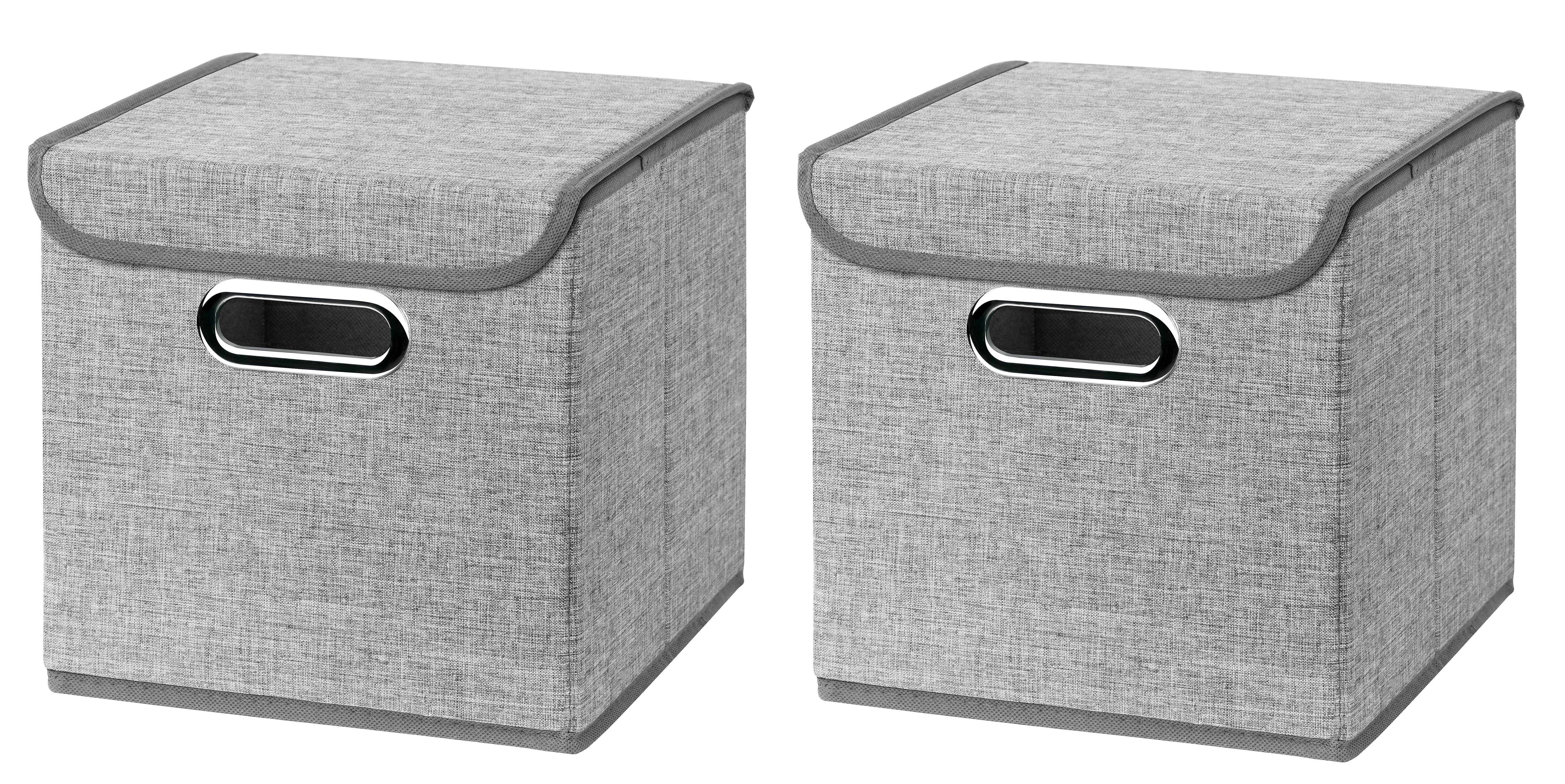StickandShine Faltbox 2er Set mit Deckel 25x25 cm – Hellgrau, Schwarz, Weiß, Türkis, Creme
