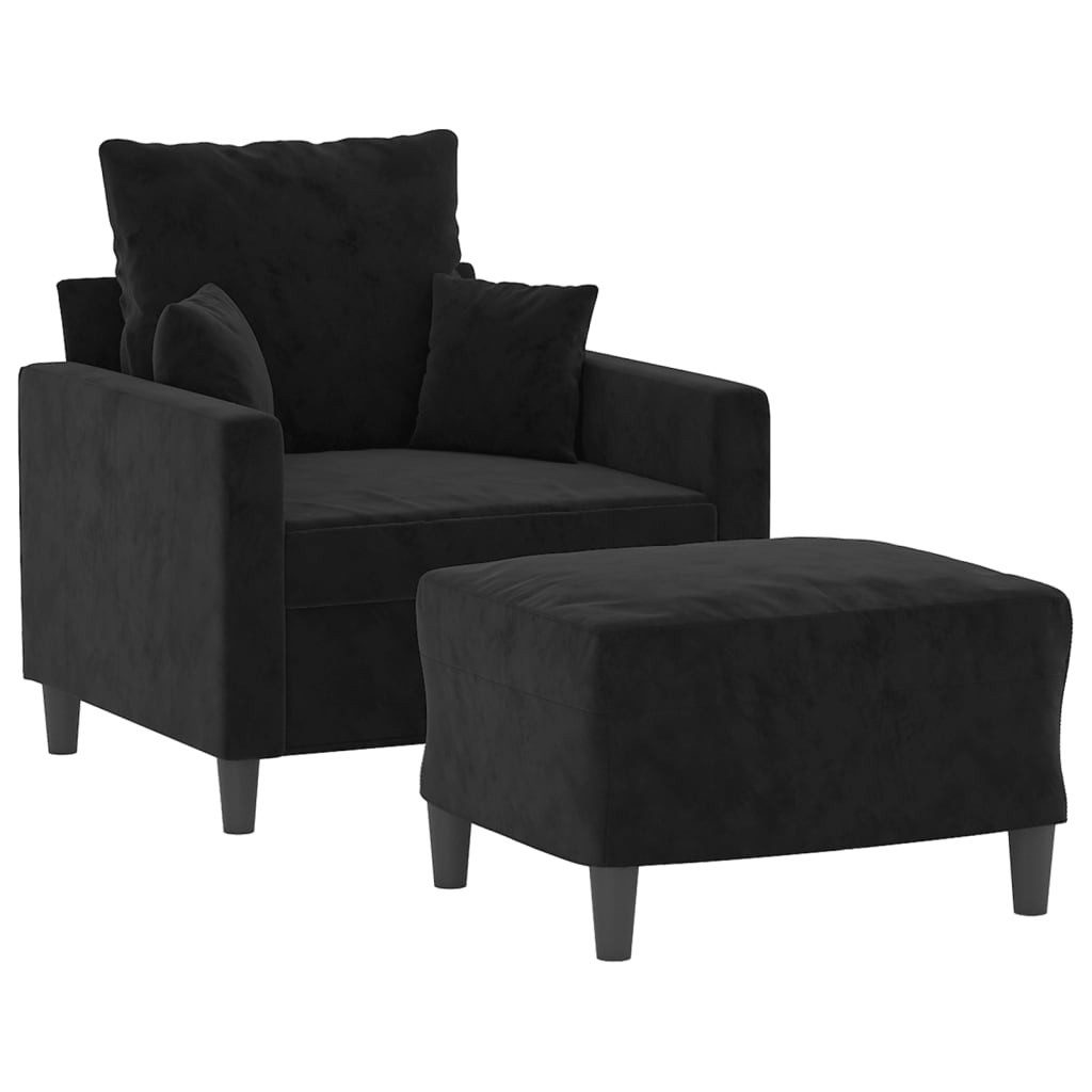 vidaXL Sofa Sessel mit Hocker Schwarz günstig online kaufen