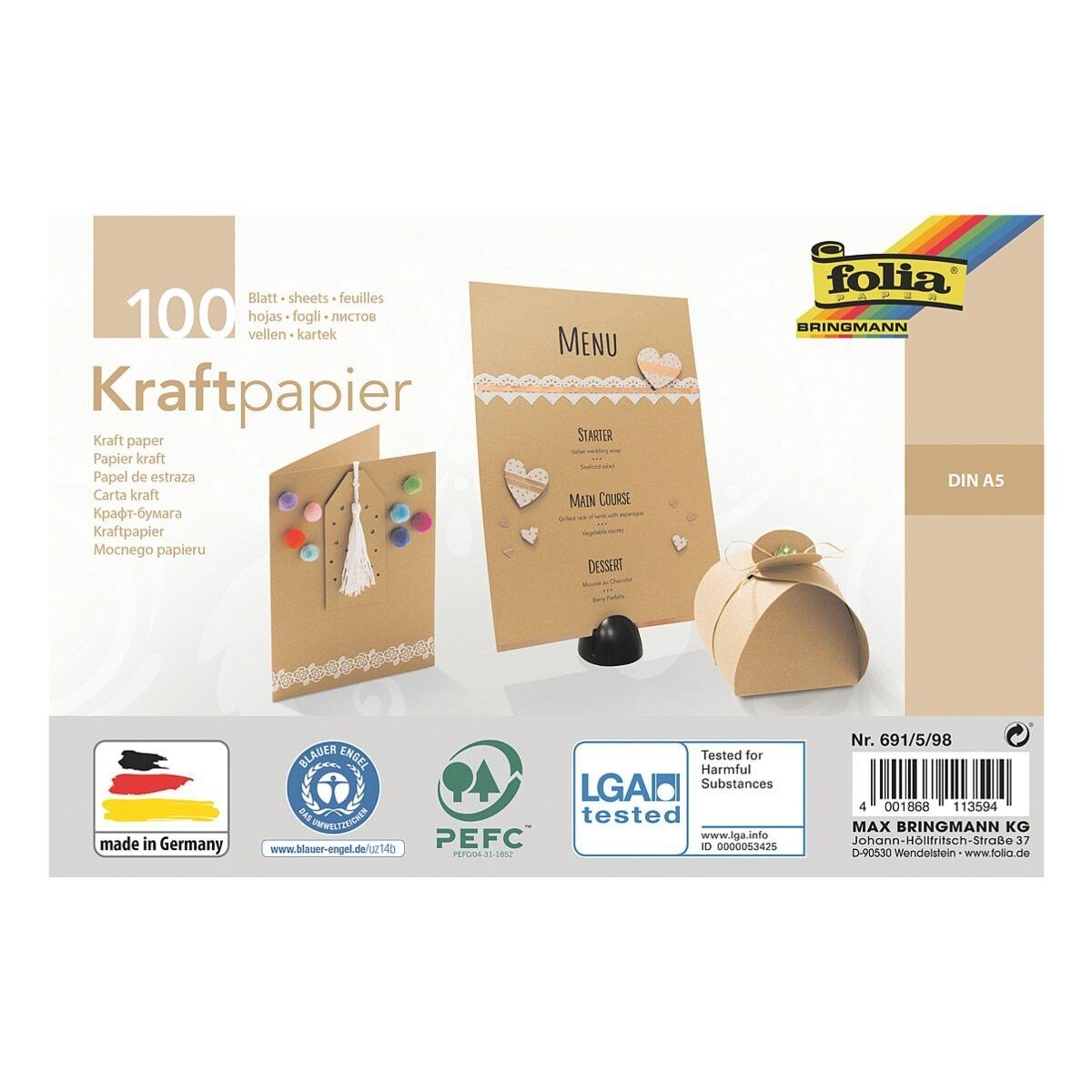 Folia Kraftpapier, Format DIN A5, 120 g/m²