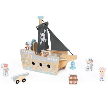 Mamabrum Spielzeug-Boot Holzpiratenschiff, Boot Spielzeug mit Öffnungsdeck