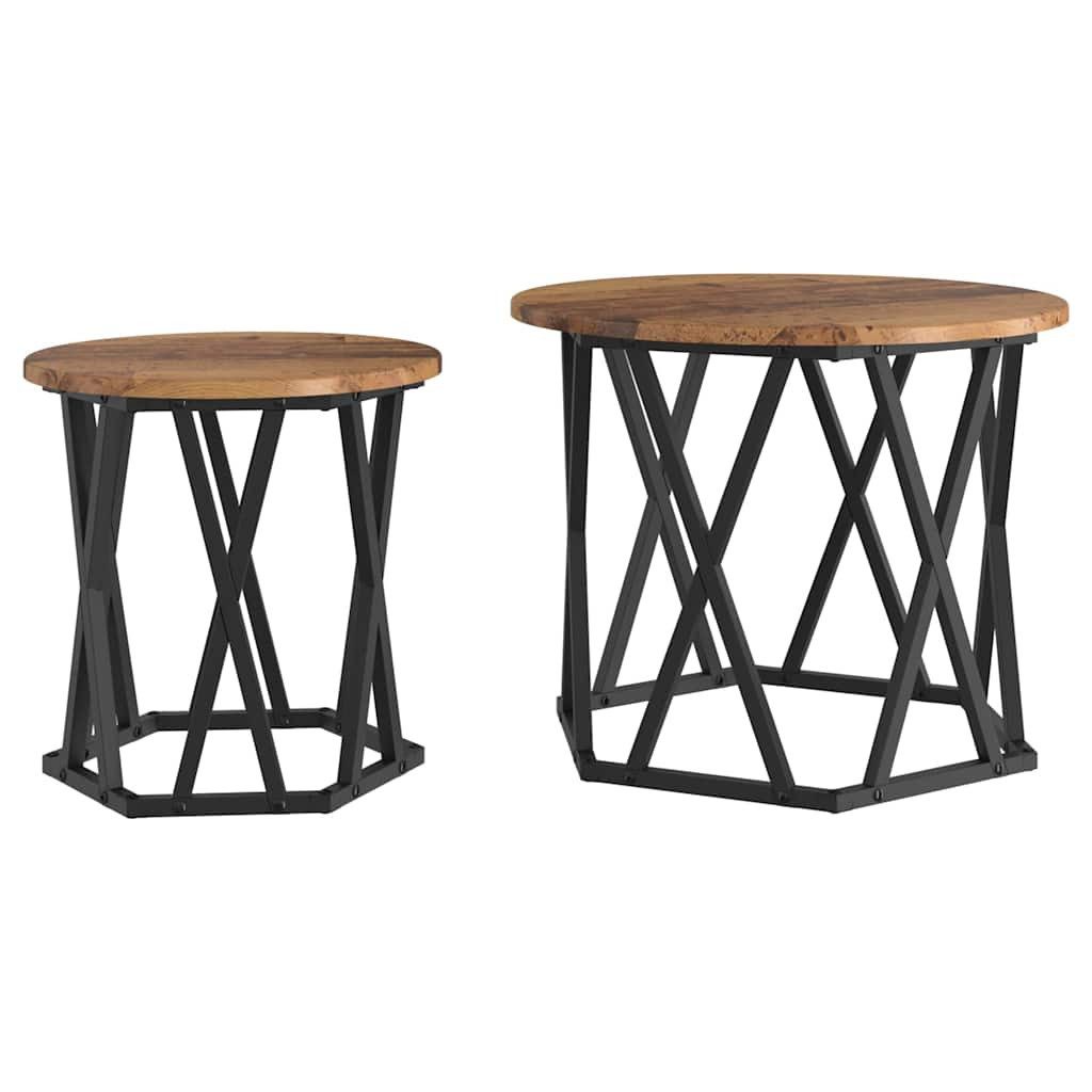 vidaXL Couchtisch Beistelltisch 2 pcs Altholz 50 x 50 x 40 cm (2-St)
