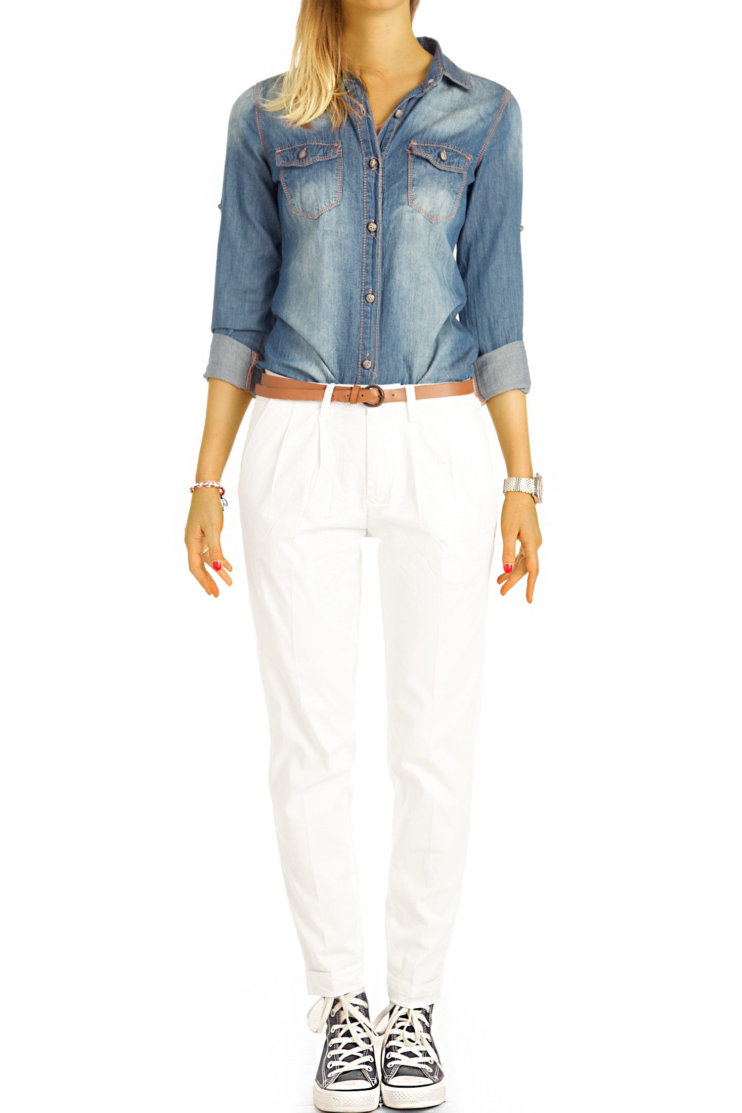 be styled Chinohose Medium Waist Tapered bunte Chinohose - Damen - j20L-1 mit Stretch-Anteil