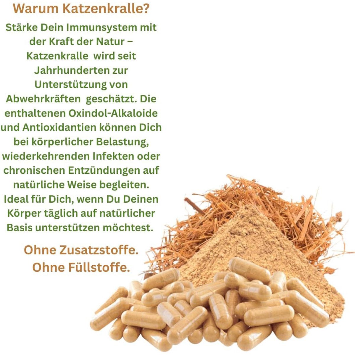VitalLeben Katzenkralle Una De Gato Uncaria tomentosa ohne Zusatzstoffe Kapseln, 1 er Dose à 120 St., 51,6 g, Art. 26900-120