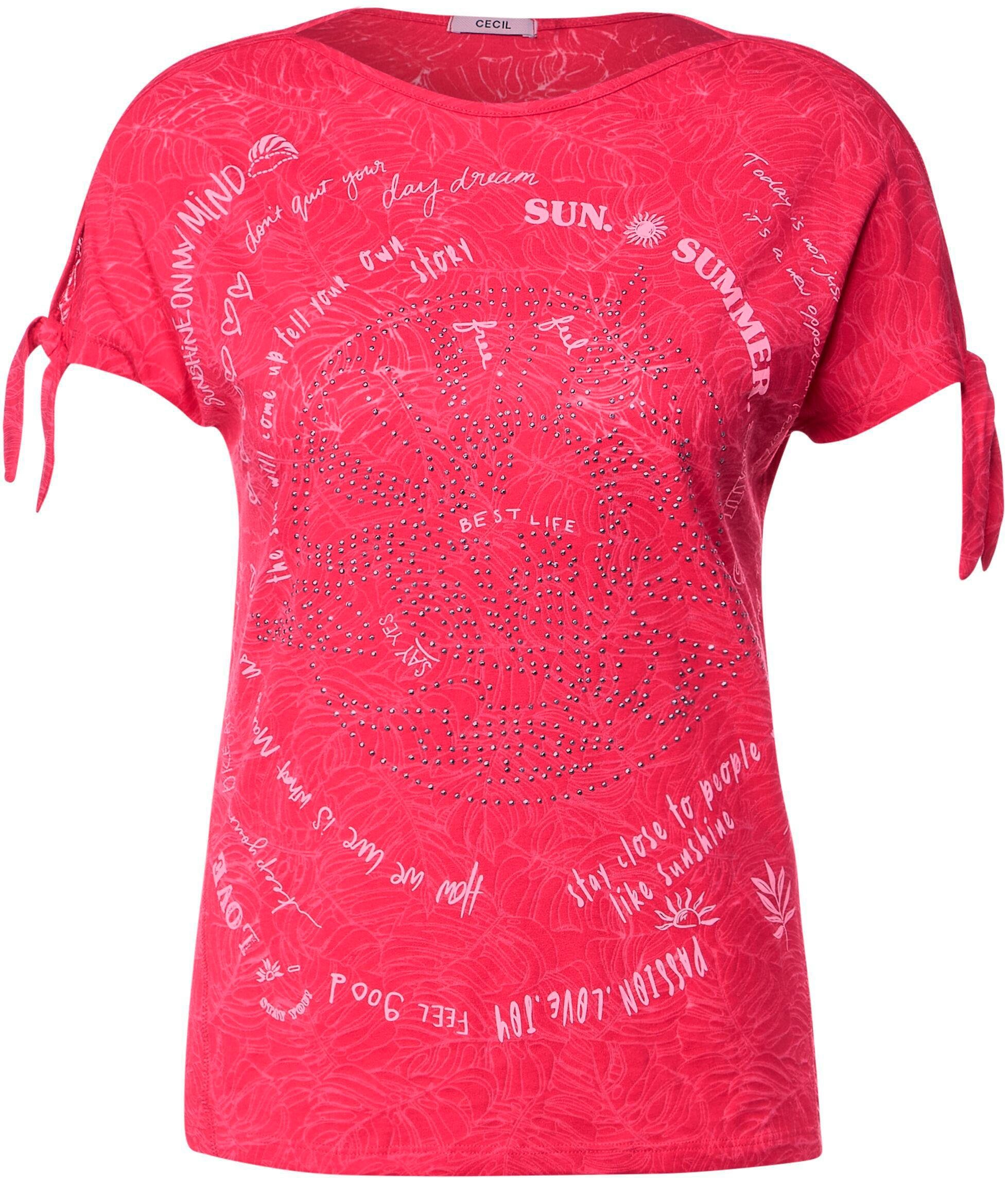 strawberry T-Shirt an mit Cecil red Ärmeln den Bindeband