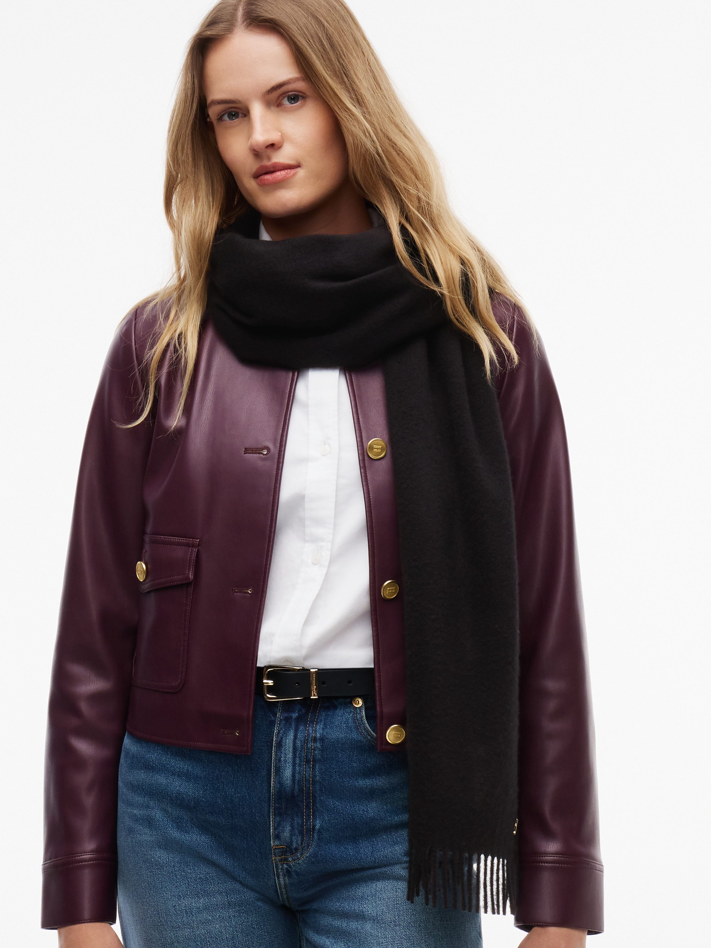 Tommy Hilfiger Loop CASHMERE WOVEN SCARF, Regular fit mit Fransen