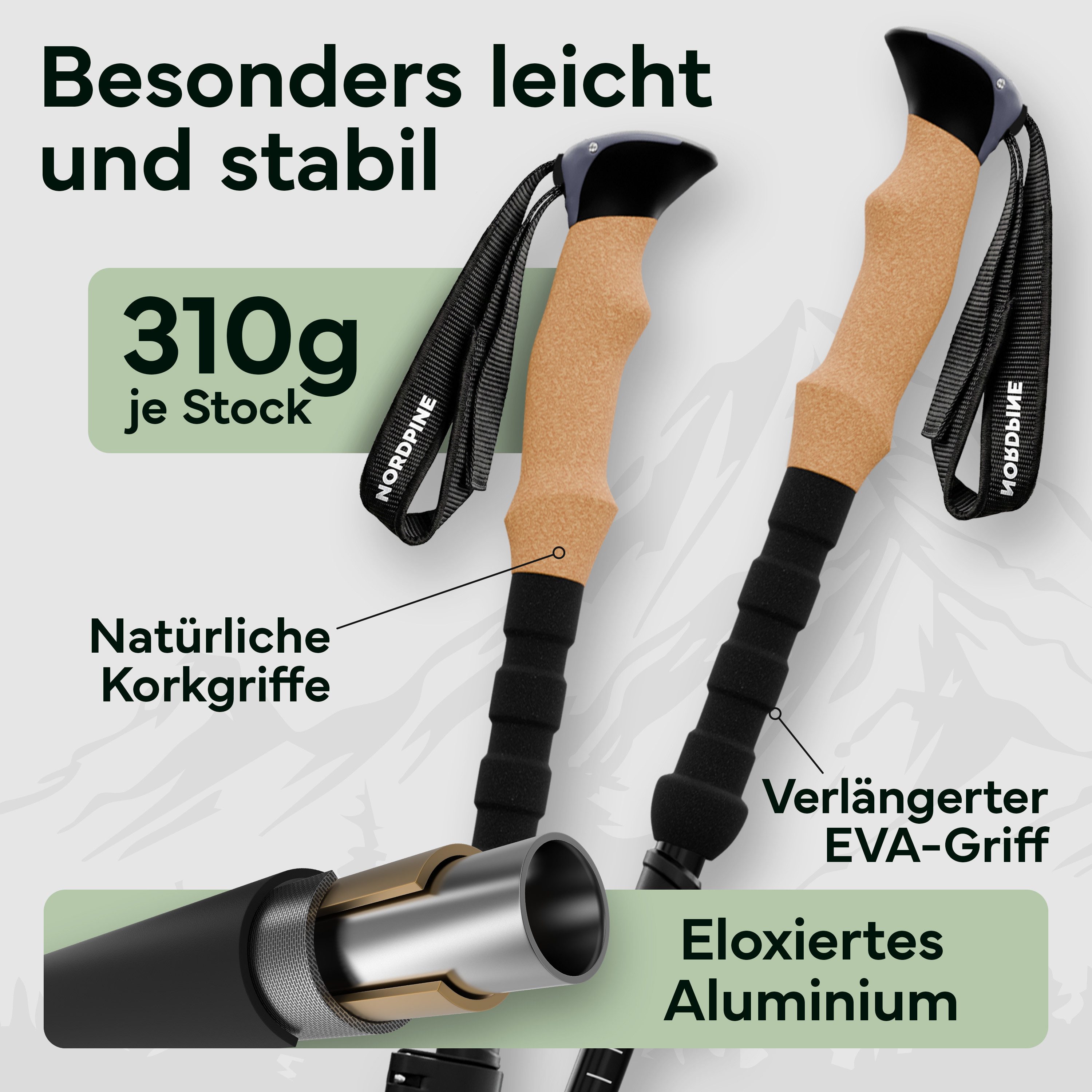NEOLYMP Wanderstöcke Faltbare Wanderstöcke aus Carbon & Aluminium Ultraleicht, Faltbares Design und Kompakt verstaubar