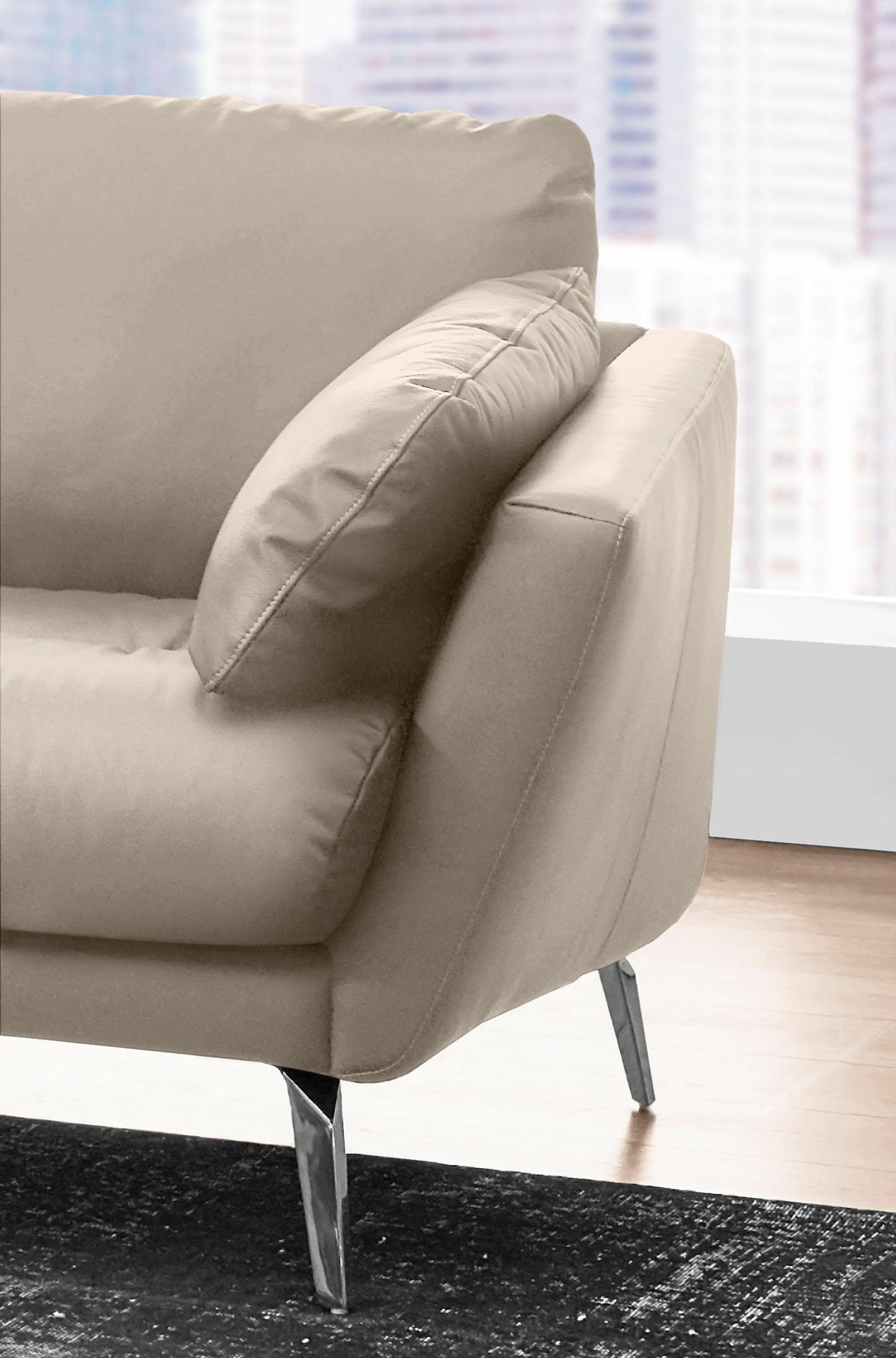 W.SCHILLIG Ecksofa softy, im Heftung mit dekorativer Sitz, Füße glänzend Chrom
