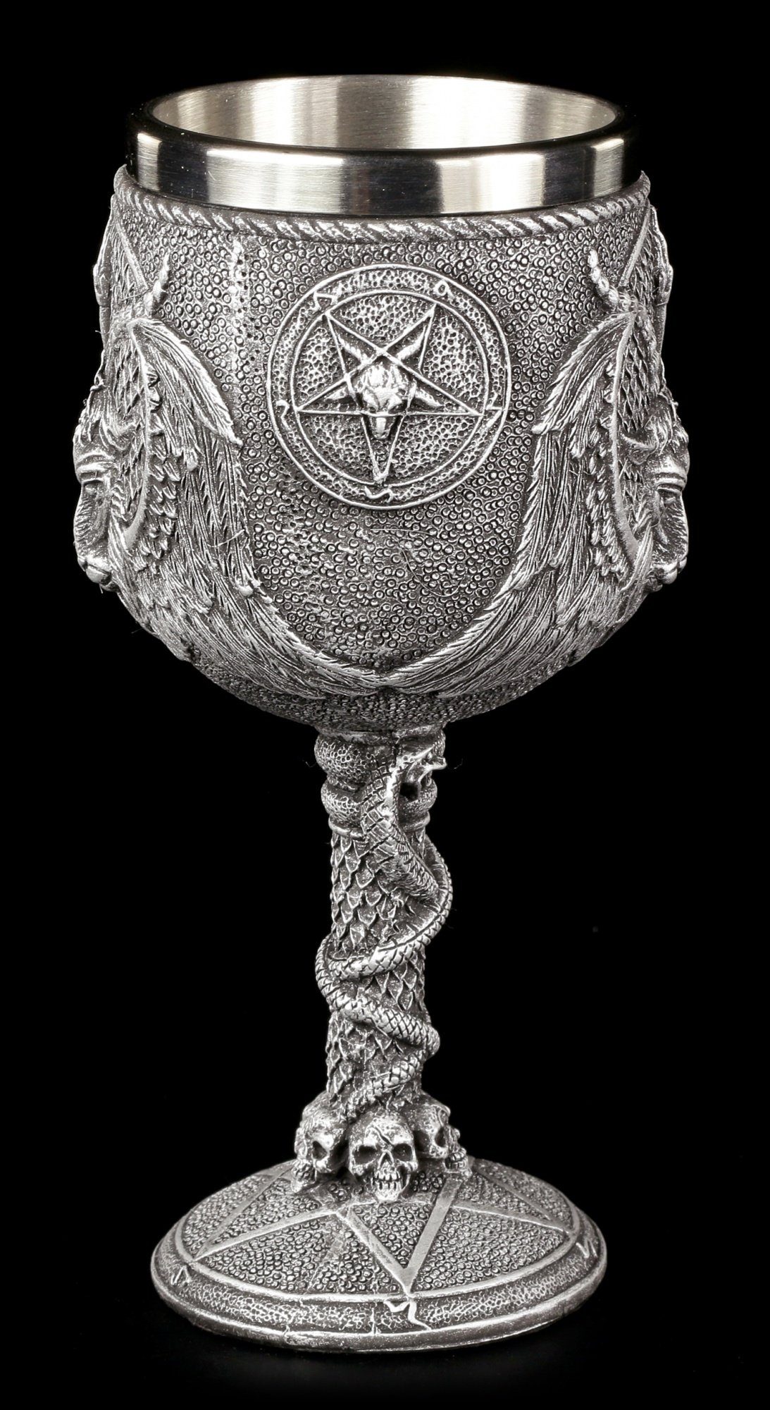 Figuren Shop GmbH Becher Ritual Kelch - Trank des Baphomet - Fantasy Becher, Kunststein (Polyresin), Edelstahl