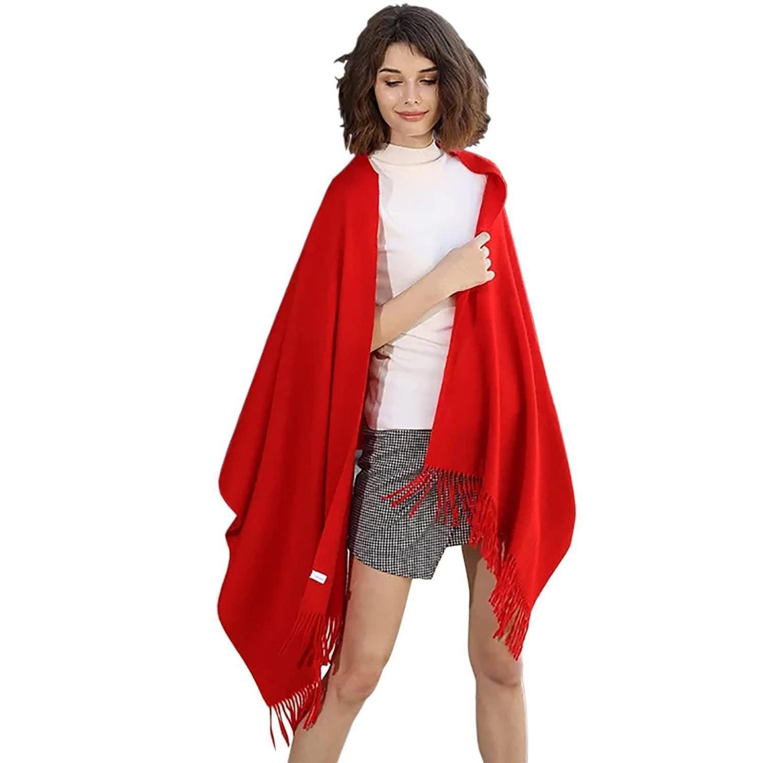LuxusKollektion XXL-Schal Damen Schal Lang Tartan Rot, (1-St)