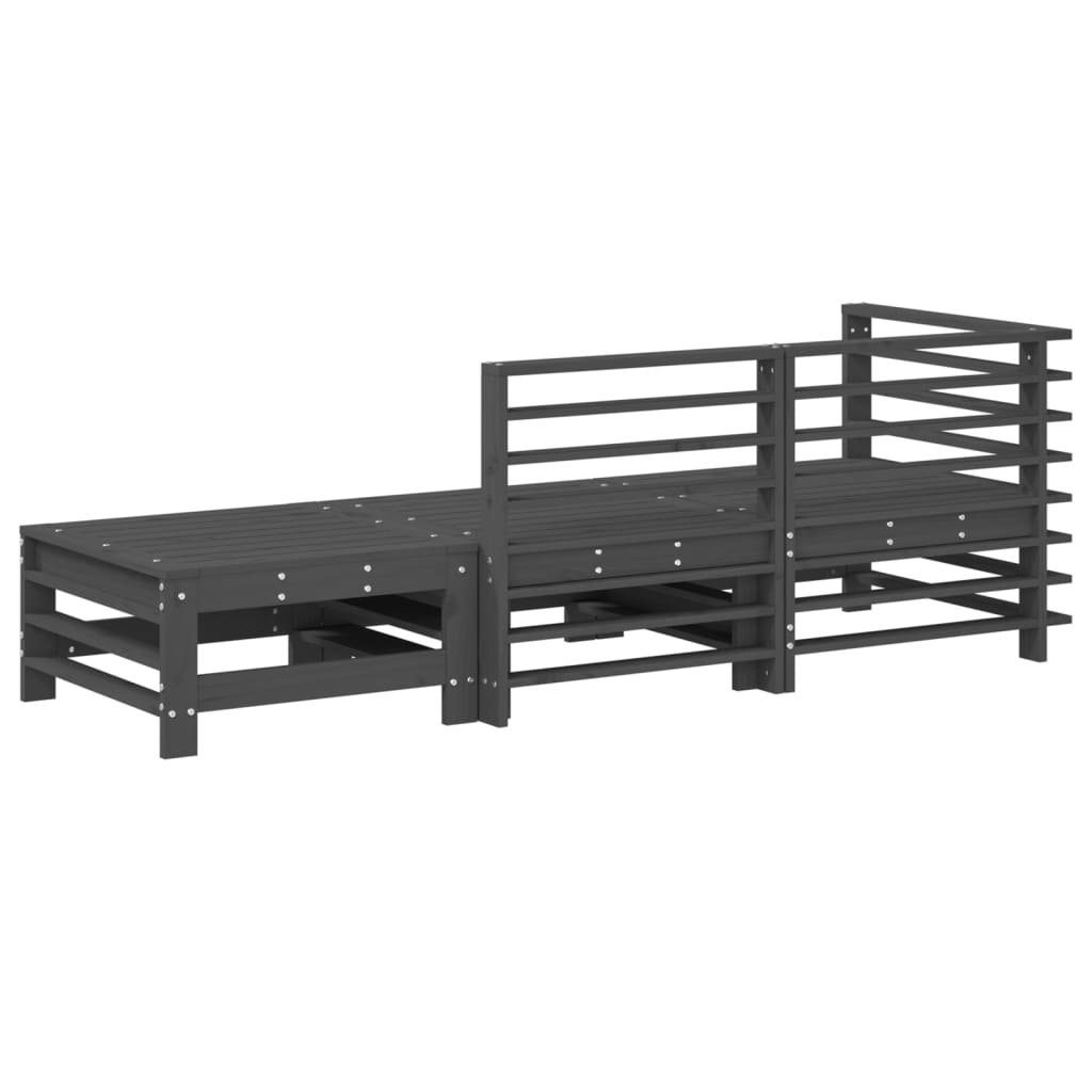 vidaXL Sofaelement 3-tlg. Garten-Lounge-Set Grau Massivholz günstig online kaufen