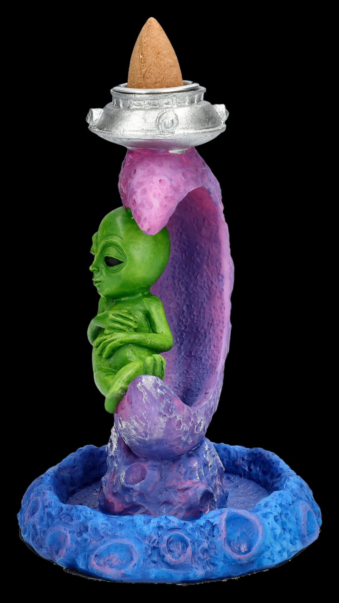 Figuren Shop GmbH Räuchermännchen Mond & Alien Räucherhalter – Backflow Dekofigur Sci-Fi 12cm handbemalt