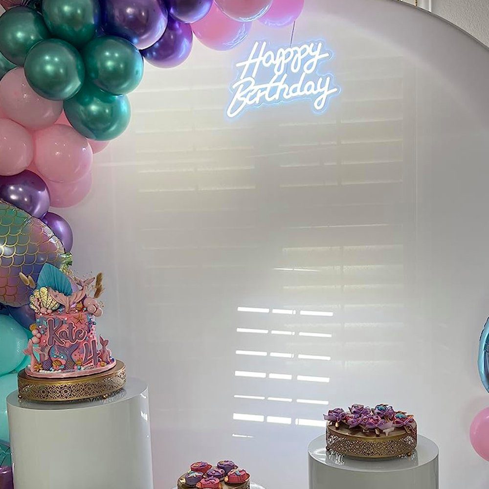 LED mit Happy Rosnek Geburtstagsfeier, Wanddeko Rosa, Dekolicht Warmweiß, Weiß, Eisblau, Neonschild für Ein/Aus-Schalter, Birthday, Blau,