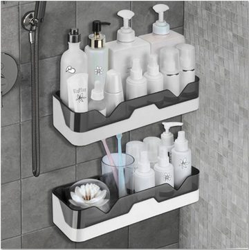 Mrichbez Duschregal 2 Stück Badezimmer Regal, Ohne Bohren Badezimmerregale, 1-tlg., Duschregal Plastik Duschkörbe an der Wand