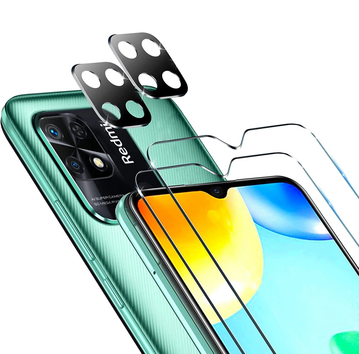 MSM Schutzfolie 2X 3D Schutzglas (Display + Kamera) für Xiaomi Redmi 10C Full Screen Panzerfolie 9H