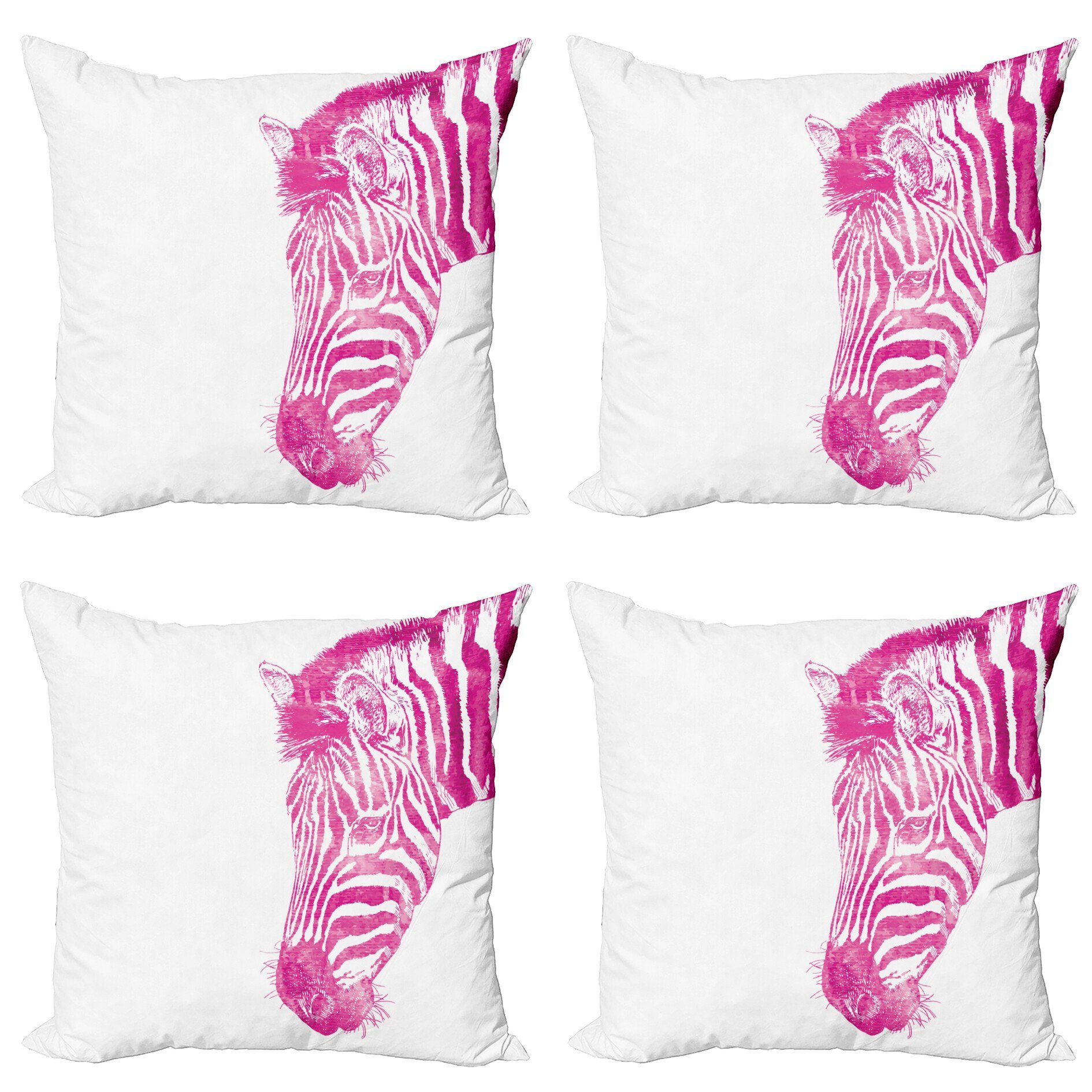 Kissenbezüge Modern Accent Vibrant Abakuhaus Stück), (4 Zebra rosa Tierkopf Doppelseitiger Digitaldruck