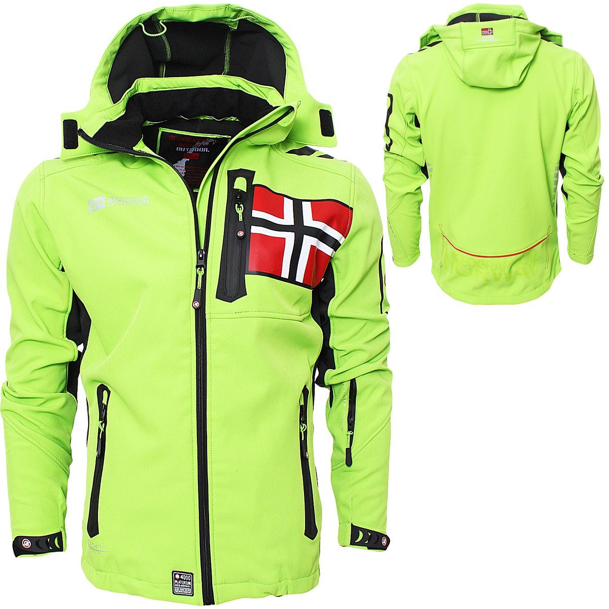 erhältlich, mit Norwegen Größen Kiwi Kapuze, Flage in Softshelljacke Herren Norway abnehmbarer Geographical Rova Großen Softshelljacke auch Norway Geographical