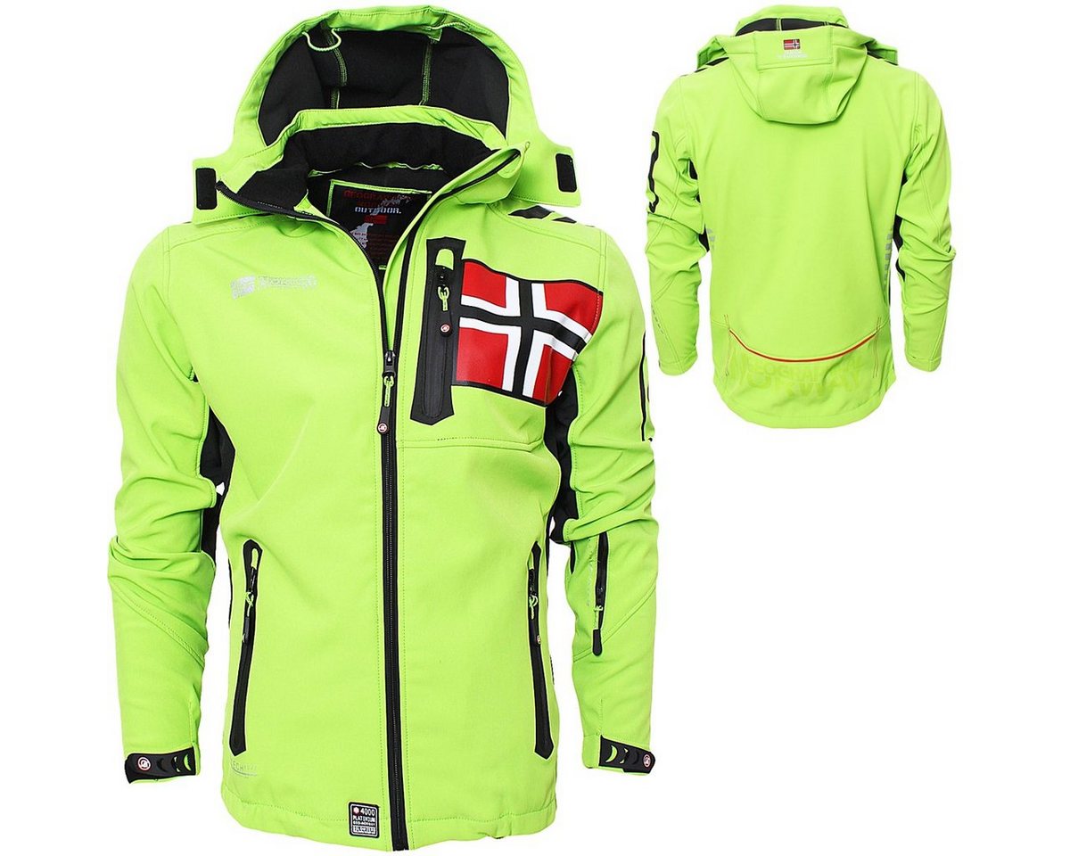 Geographical Norway Softshelljacke Herren Softshell Freizeitjacke Sport Outdoor Wander Trekking Jacke in Unifarbe, mit Kapuze, mit abnehmbarer Kapuze, mit Stehkragen