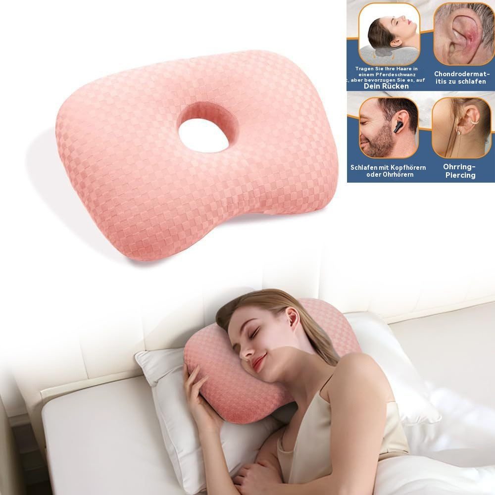 Blusmart Nackenstützkissen Ohrpiercing-Kissen mit Baumwollfüllung, Atmungsaktiv, ergonomisch, Piercingkissen mit 8,9 cm Loch, Für seitliche Piercings und Schläf – Bild 2 von 5