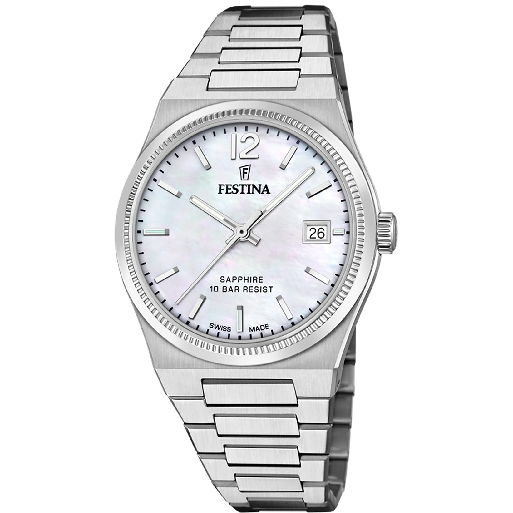Festina (1-tlg) Uhr Armband, F20035/1 Edelstahl Schweizer Made Swiss Uhr Damen Festina