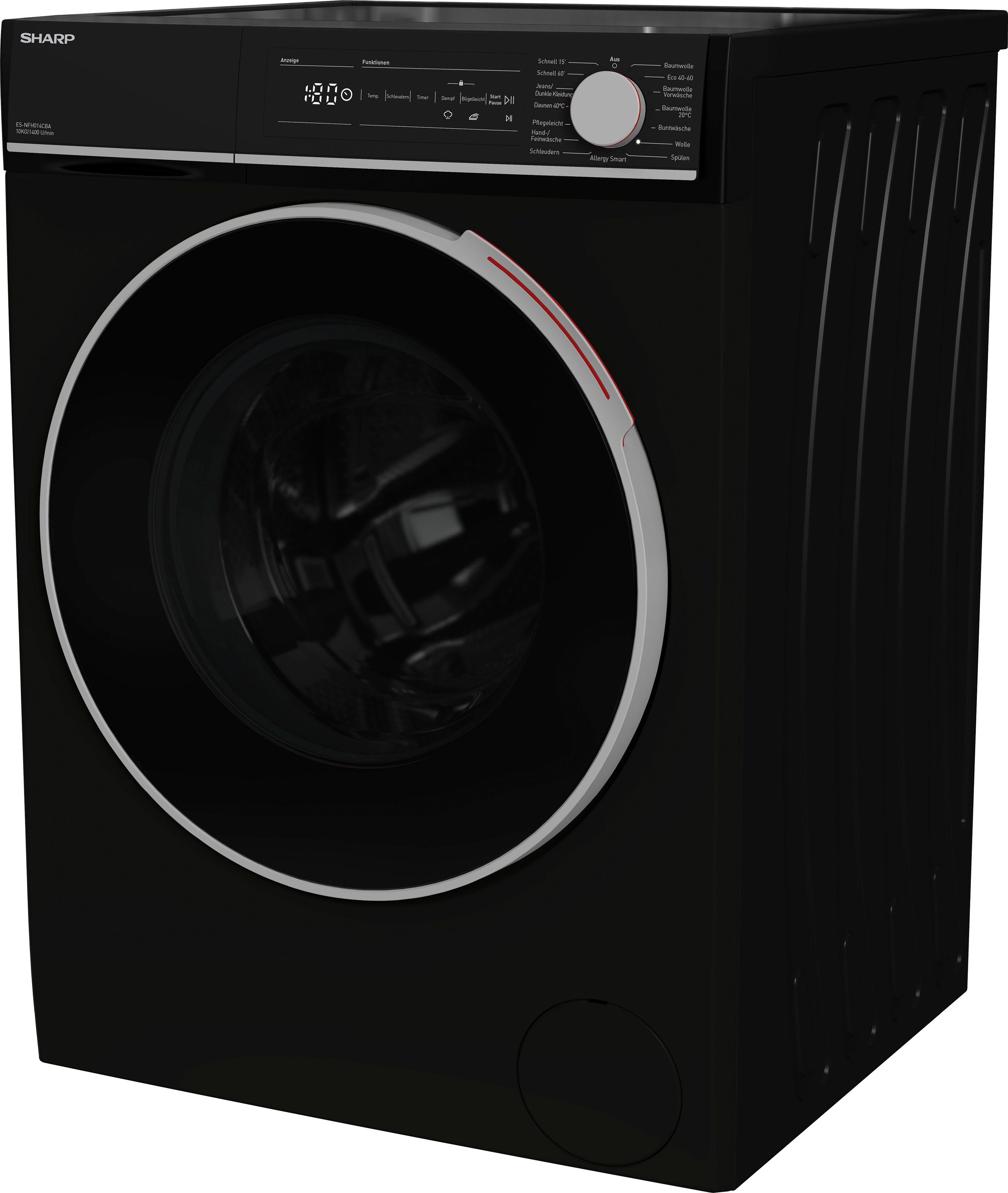 Sharp Waschmaschine ES-NFH014CBA-DE, 10 U/min 1400 kg