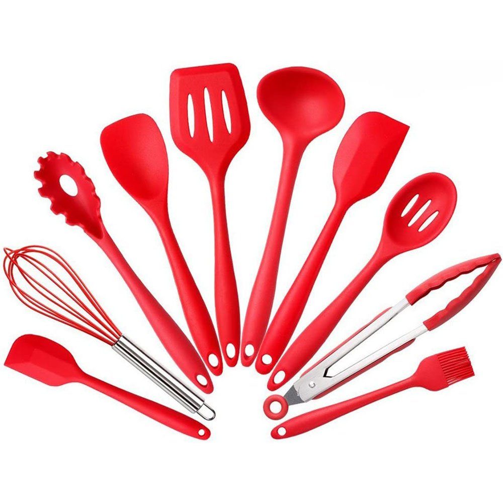 NUODWELL Grillspachtel 10 Stück Küchenutensilien Silikon für alle Bedürfnisse in der Küche Rot