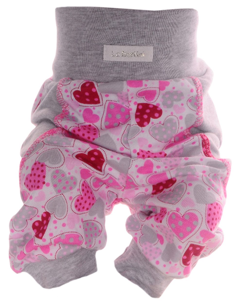 La Bortini Schlupfhose Erstlingshose Baby Hose in Pink für Neugeborene aus Baumwolle, mit Herzchen, 44 50 56 62 68 74 80 86 92 98 104