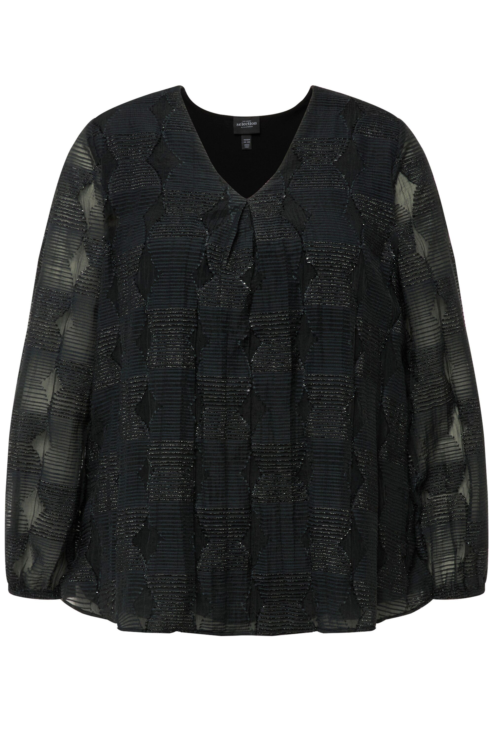 Ulla Popken Druckbluse Bluse doppellagig V-Ausschnitt günstig online kaufen