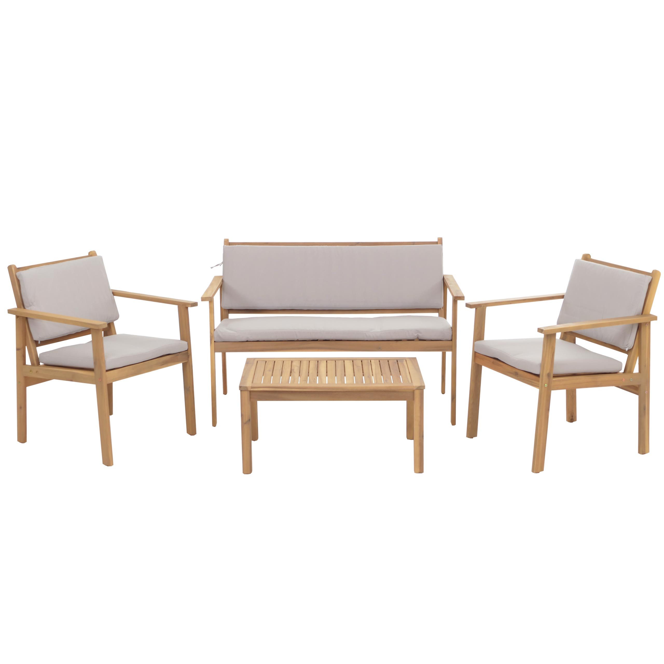 MCW Polstergarnitur MCW-O19, (4-tlg., 1x Bank, 2x Sessel, 1x Tisch), Mit Fußbodenschonern