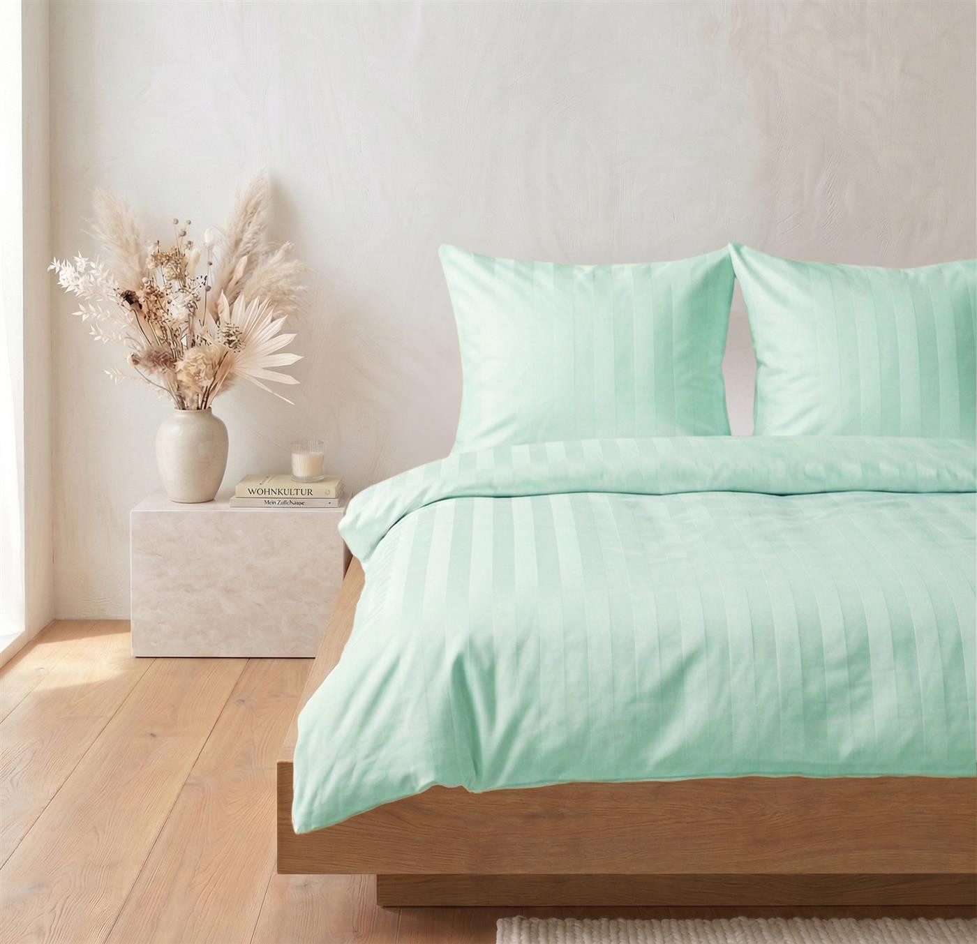 Carpe Sonno Bettwäsche Damast 135x200 155x220 Streifen Baumwolle elegante Hotel Bettwäsche, Damast, 2 teilig, Elegante Bettwaren Allergiker Bettzeug pflegeleicht Reißverschluss
