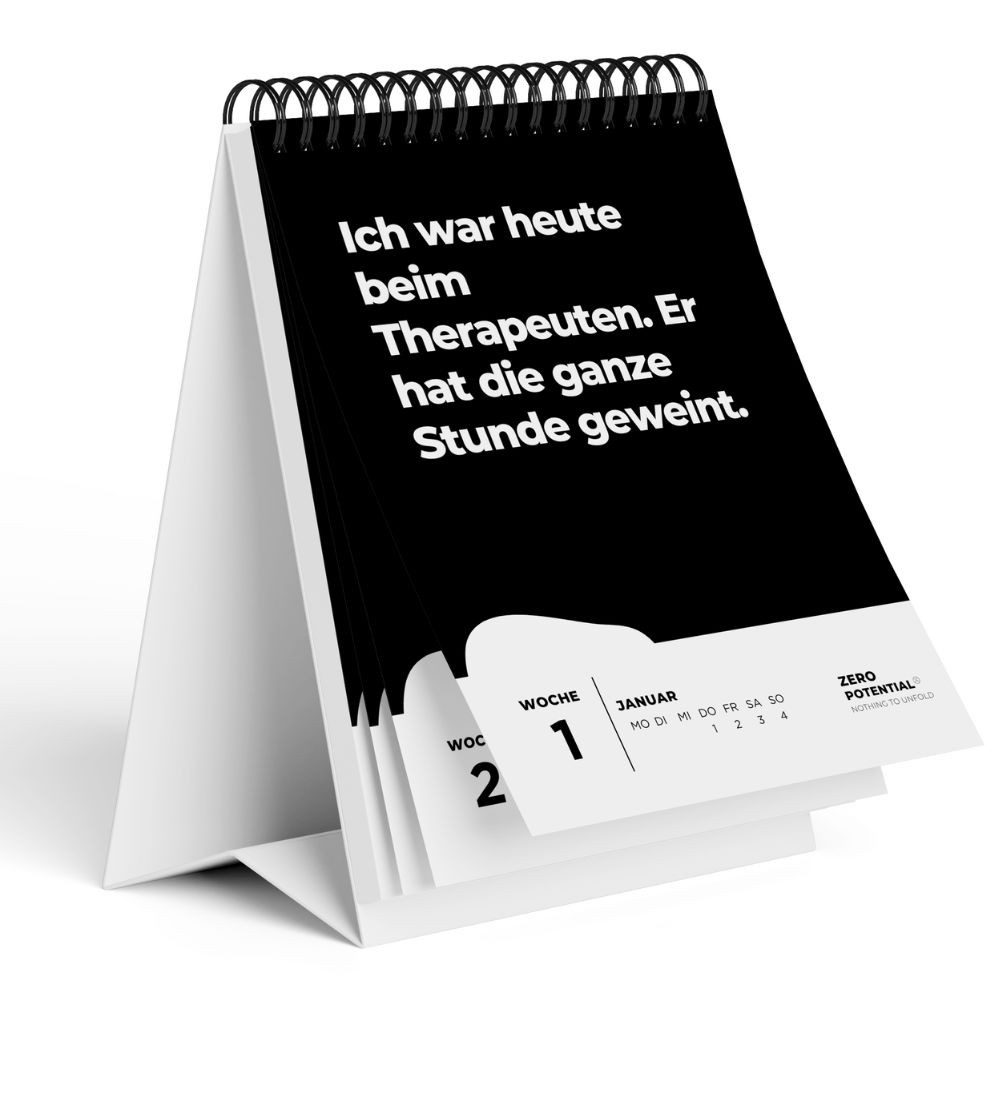ZERO POTENTIAL Tischkalender Demotivierender Kalender 2026 sarkastische Sprüche Büro Deko Geschenk
