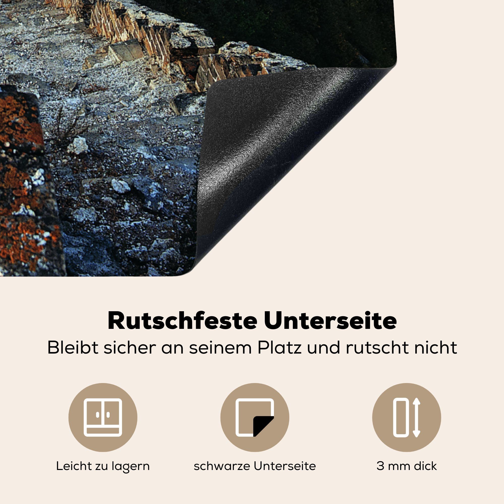 Chinesische Mauer Ceranfeldabdeckung, Arbeitsplatte auf cm, (1 die Blick der in küche Landschaft, bergigen 78x78 Herdblende-/Abdeckplatte MuchoWow Vinyl, tlg), für