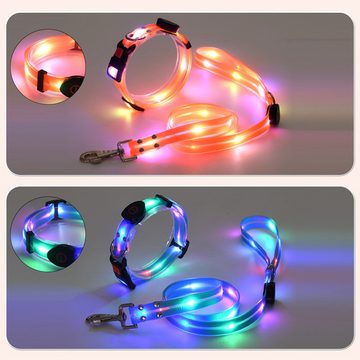 Novzep Führleine Halsband,Led-Leine, USB stark und verschleißfest Wasserdicht